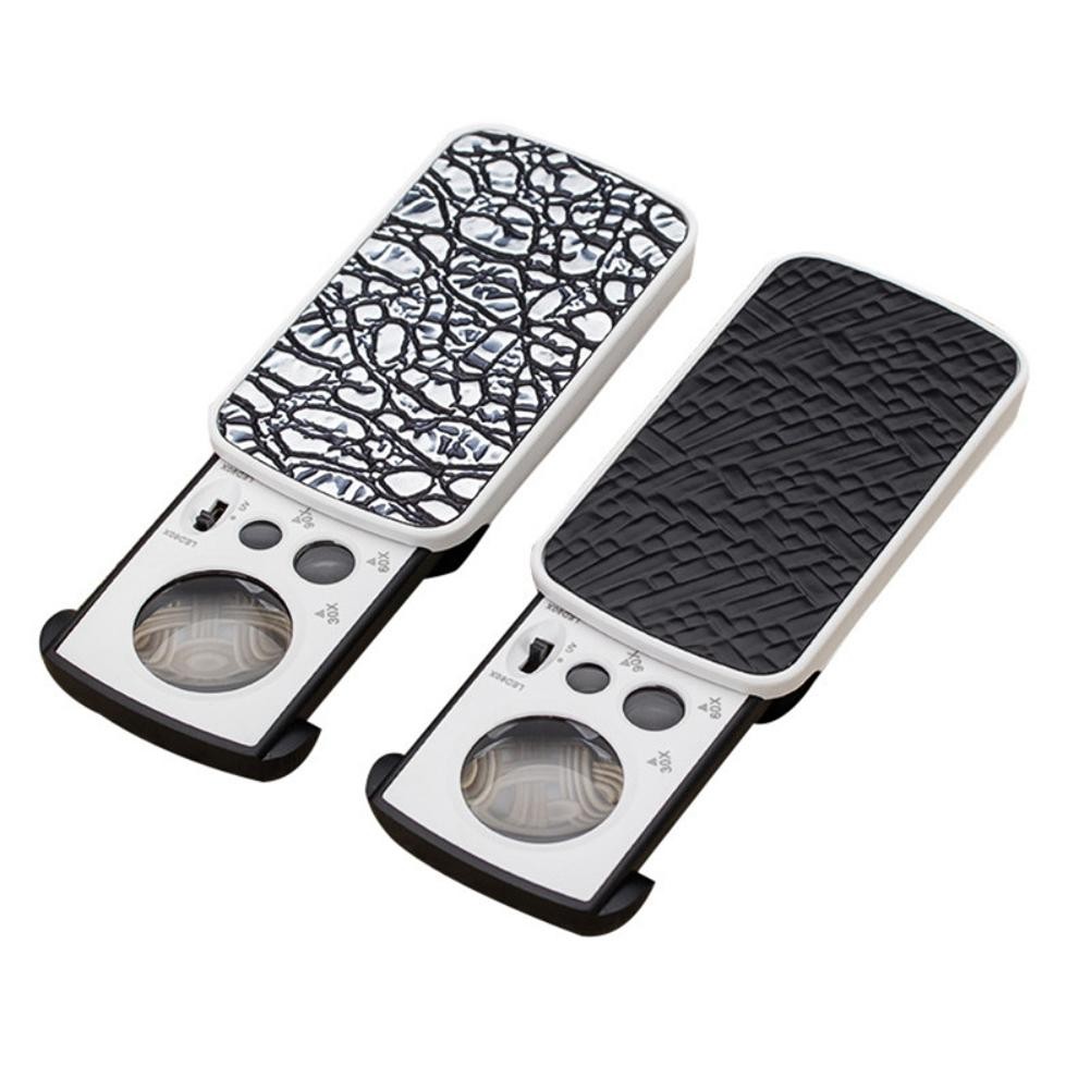 30X 60X 90X Portable Slide LED Light Jewelry Magnifying Glass Magnifier Loupe D