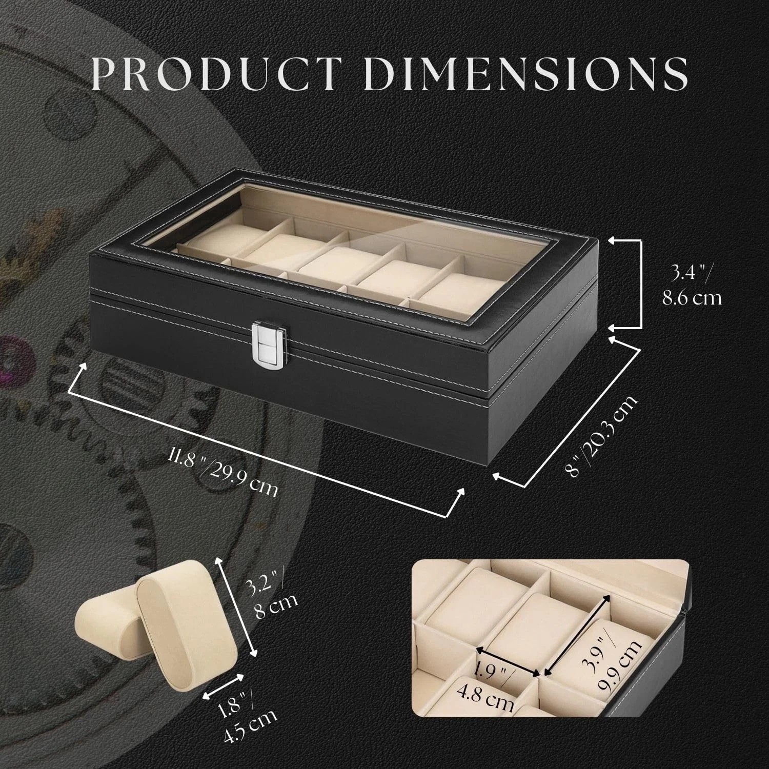 12 Slots PU Leather Wrist Watch Display Box Storage Holder Organizer Case A++