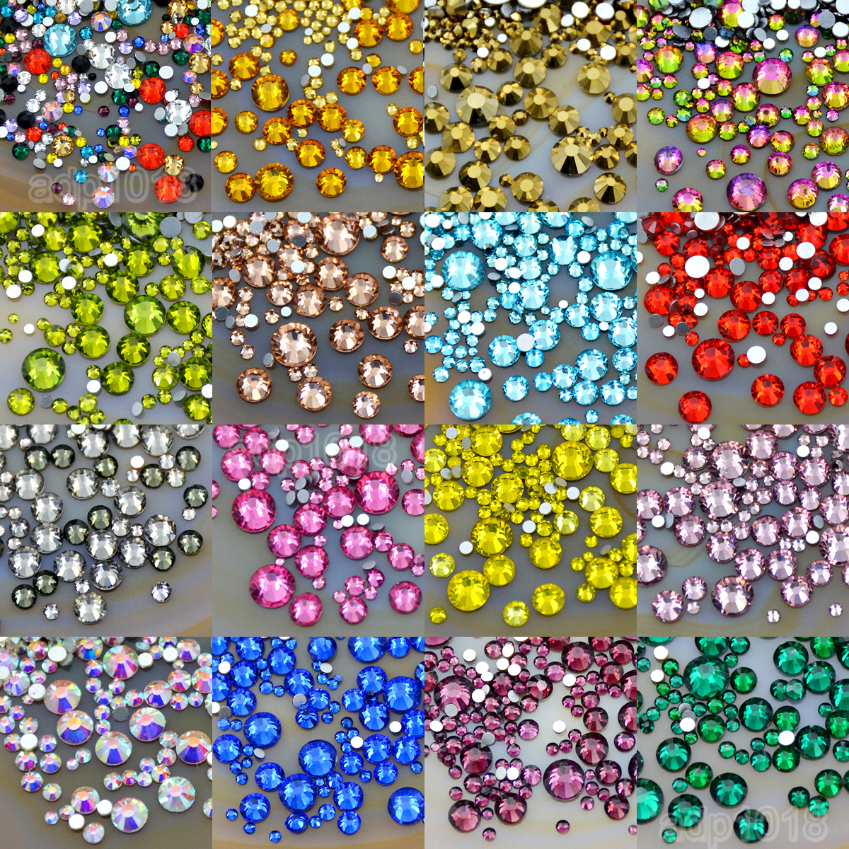 1440pcs Mixed Size Non Hotfix Quality Rhinestones Flatback Nail Art Pick Color