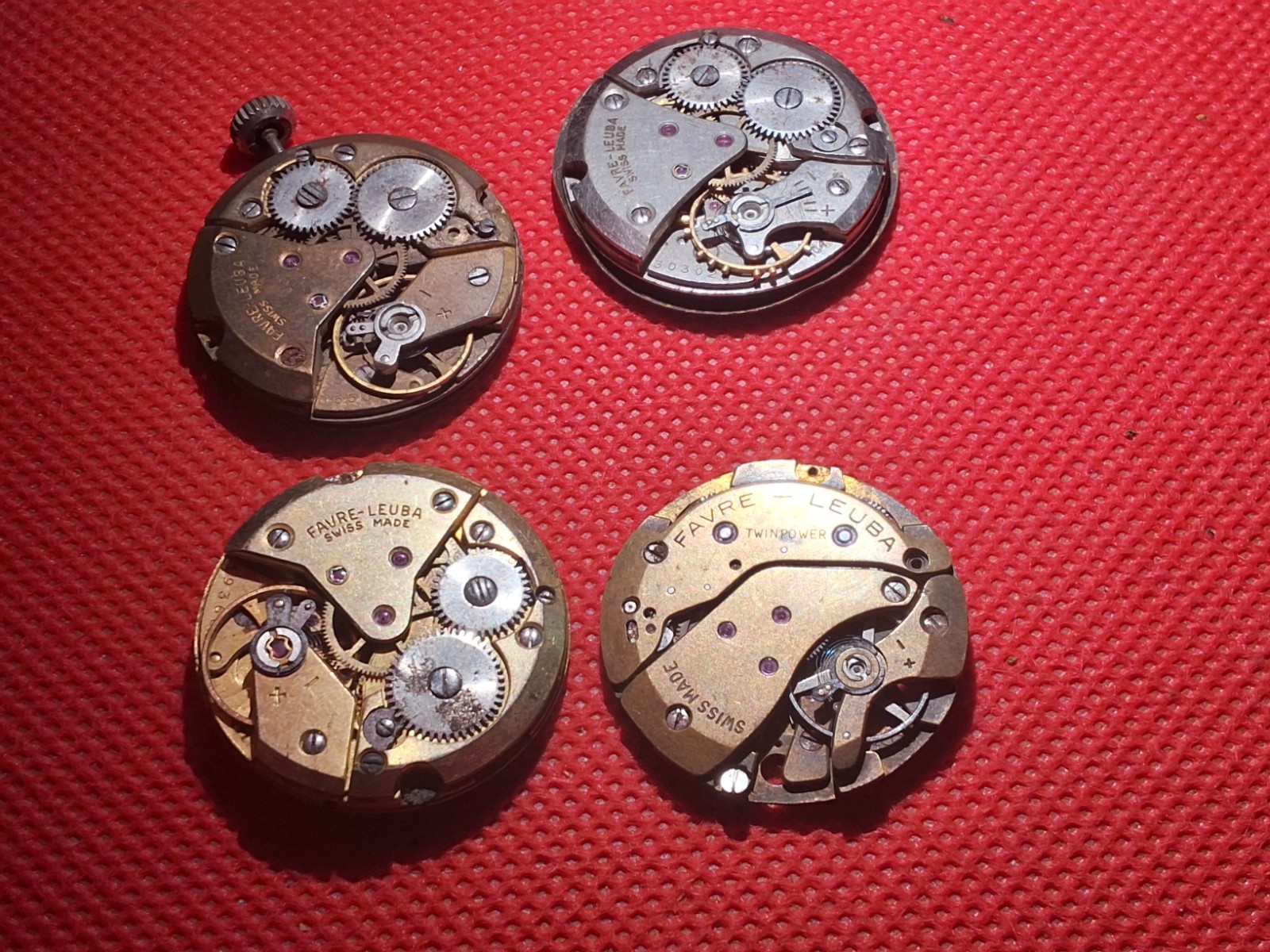 Lot of 4 Vintage Faver Leuba not working For Parts/Repair Movements Swiss Made
