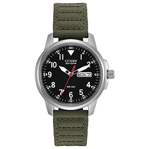 CITIZEN BM8180-03E Eco-Drive Field Watch Black Dial Green Strap New Y860269