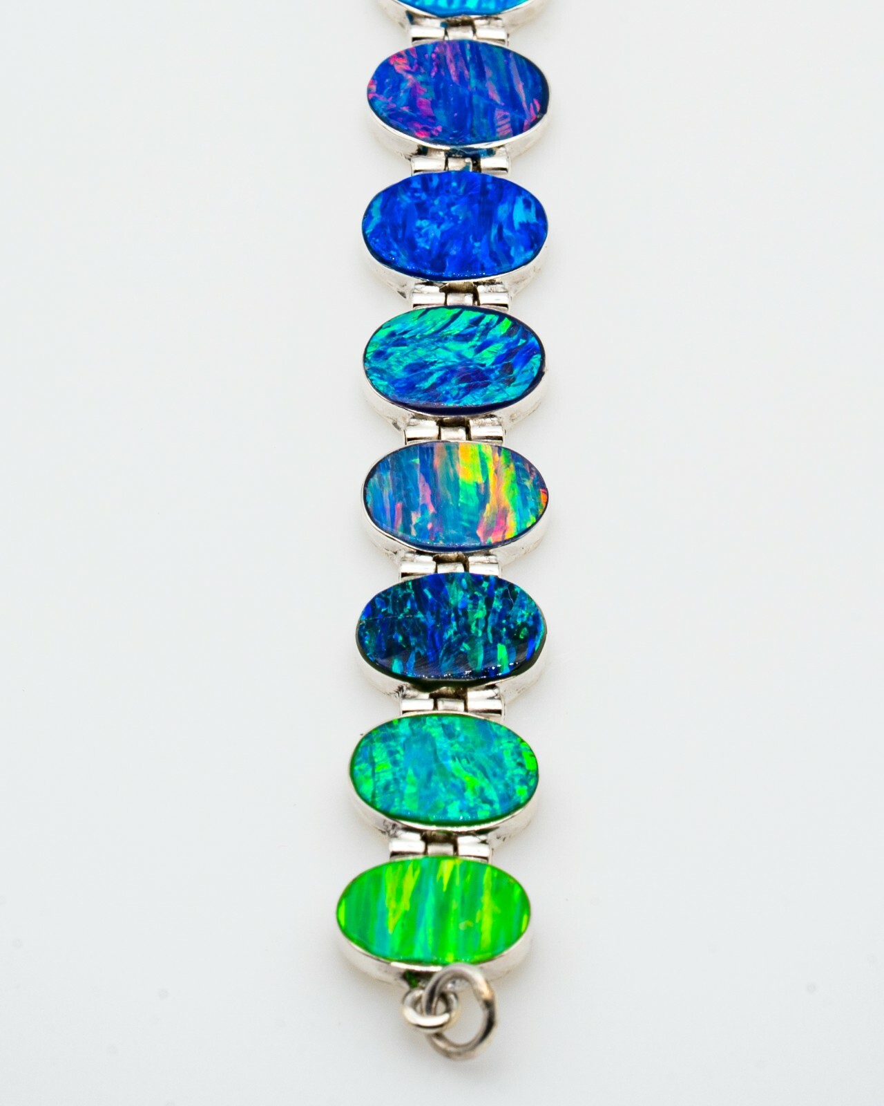 Fire Opal Bracelet Multicolor Ovals 950 Sterling Silver Jewelry Rainbow