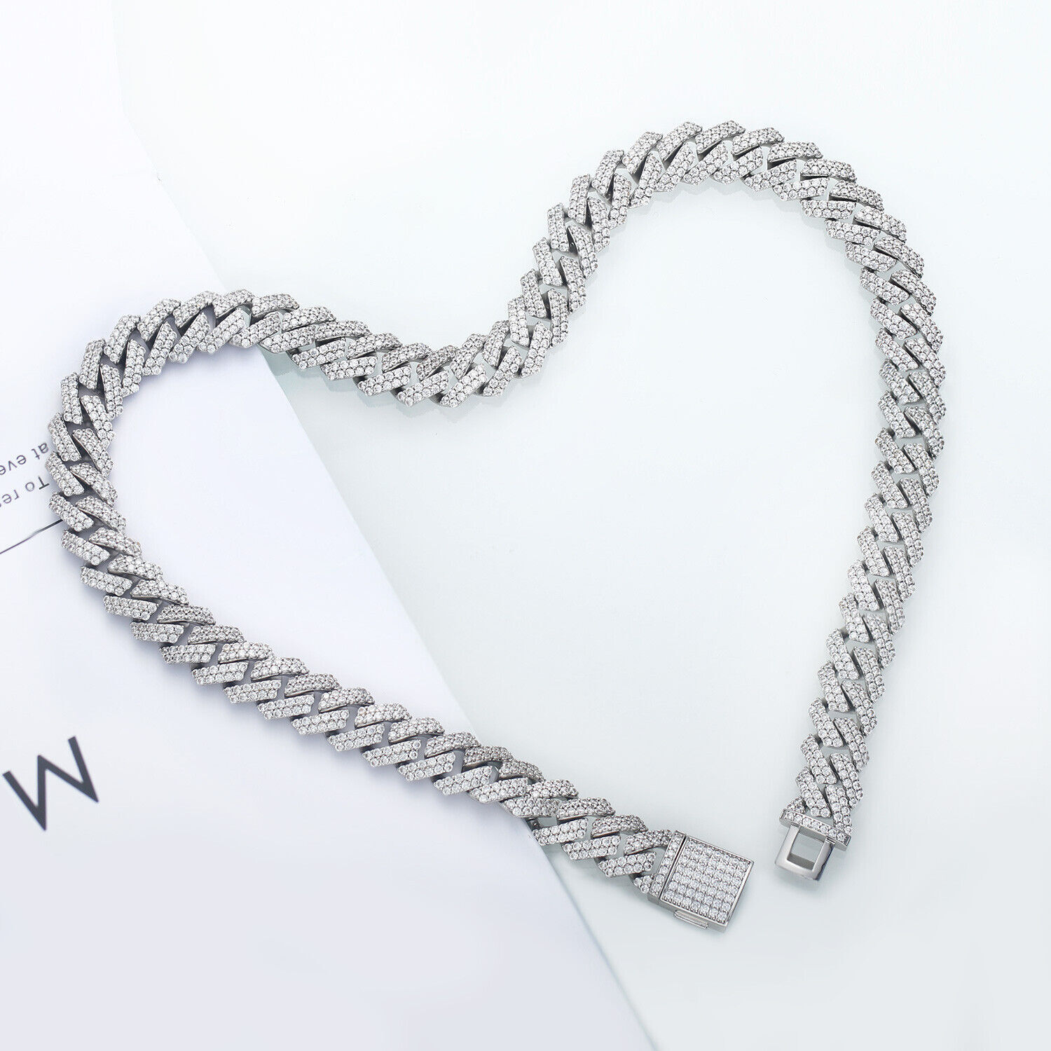 12mm Iced CZ Out Cuban Link Chain 14K/White Gold Stainless Steel Hip Hop Jewelry