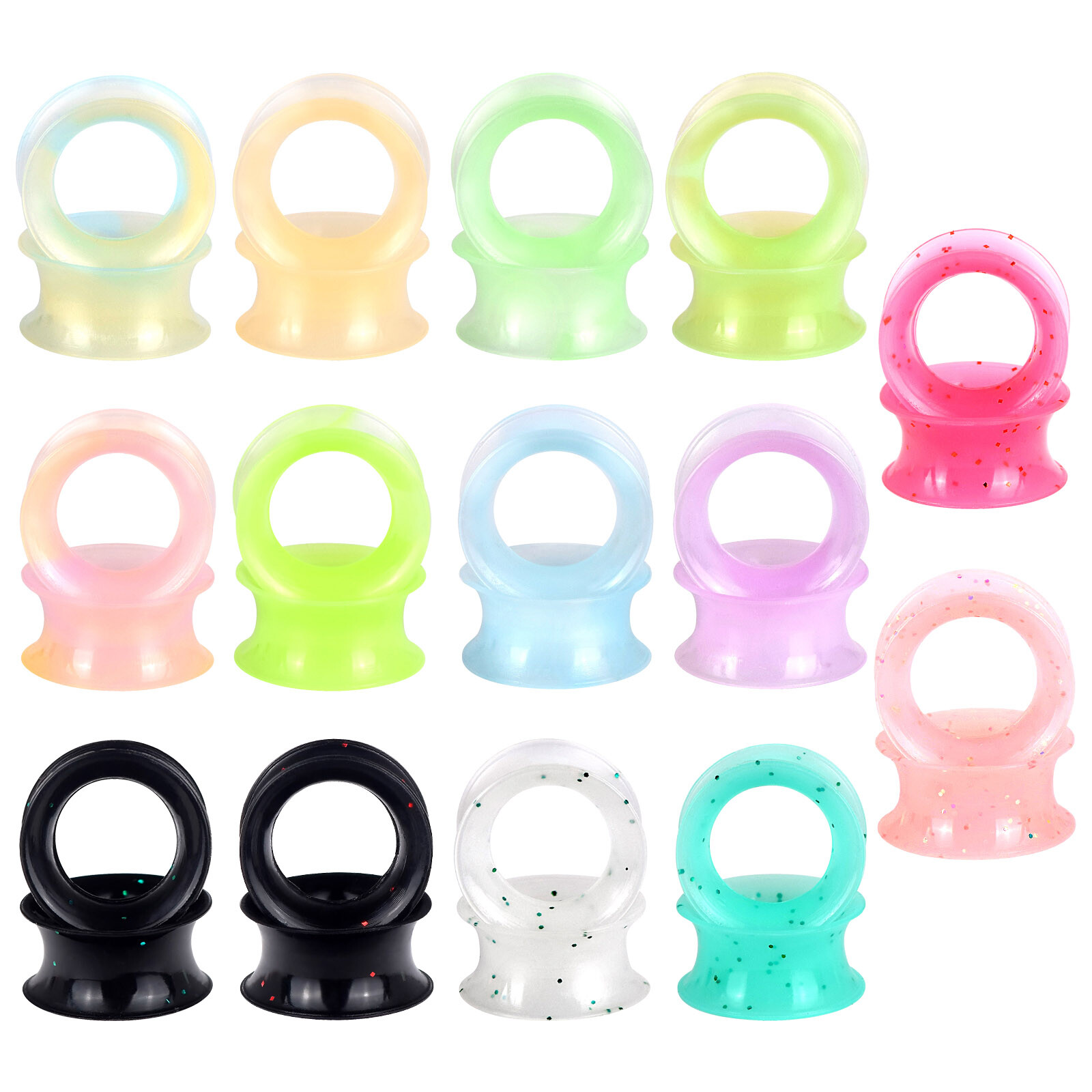 1 Pair Flexible Silicone Soft Ear Flesh Tunnels Ear Gauges Plugs Earskin 2g-3/4″