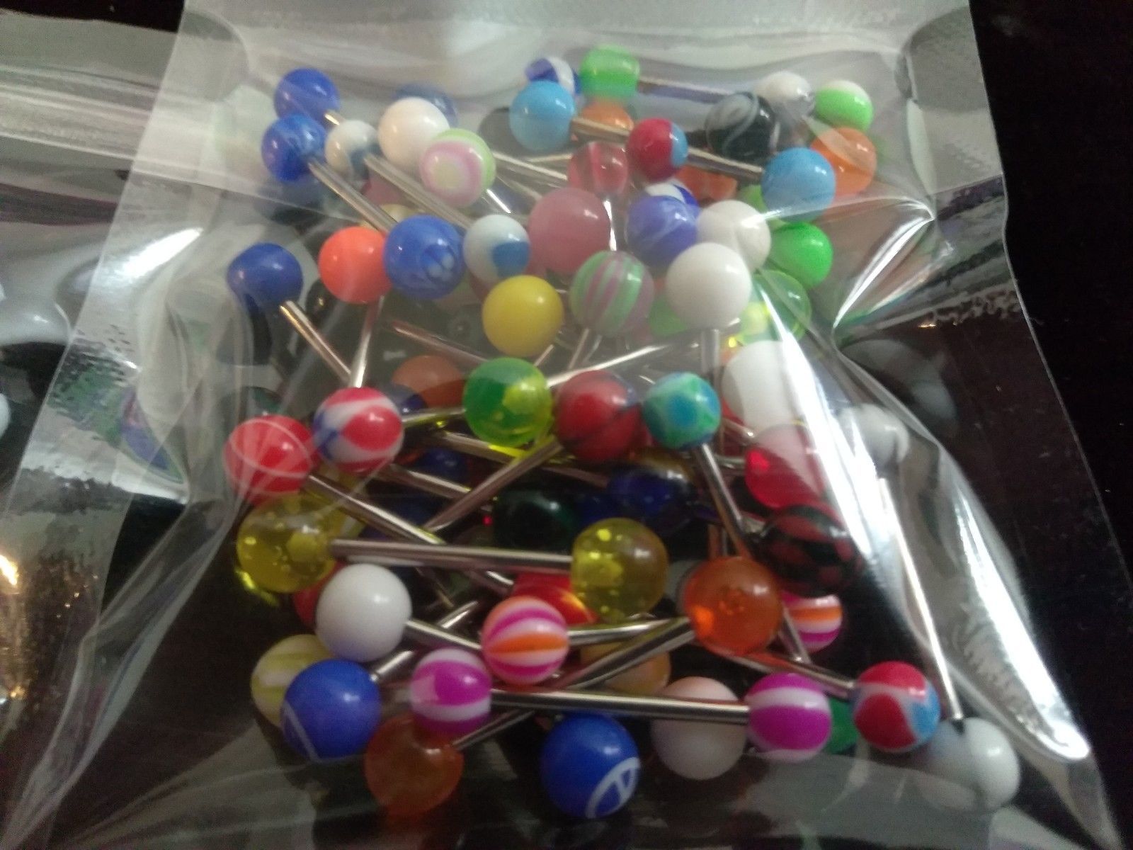 Wholesale 100 Lot 14g Tongue Rings Bar Balls Barbell Body Piercing Jewelry NEW