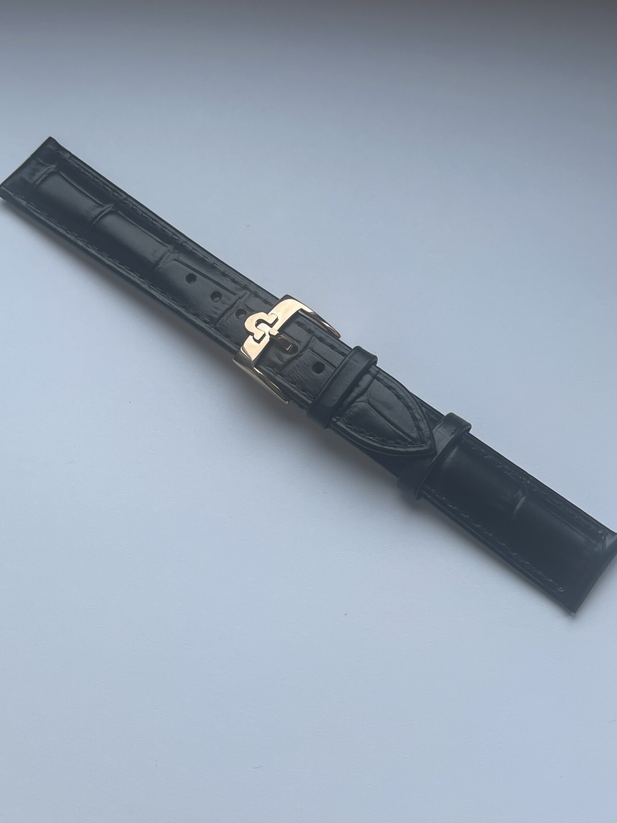 Beautiful NEW 18mm FOR OMEGA Black Leather With Rose Gold Buckle BARGAIN!