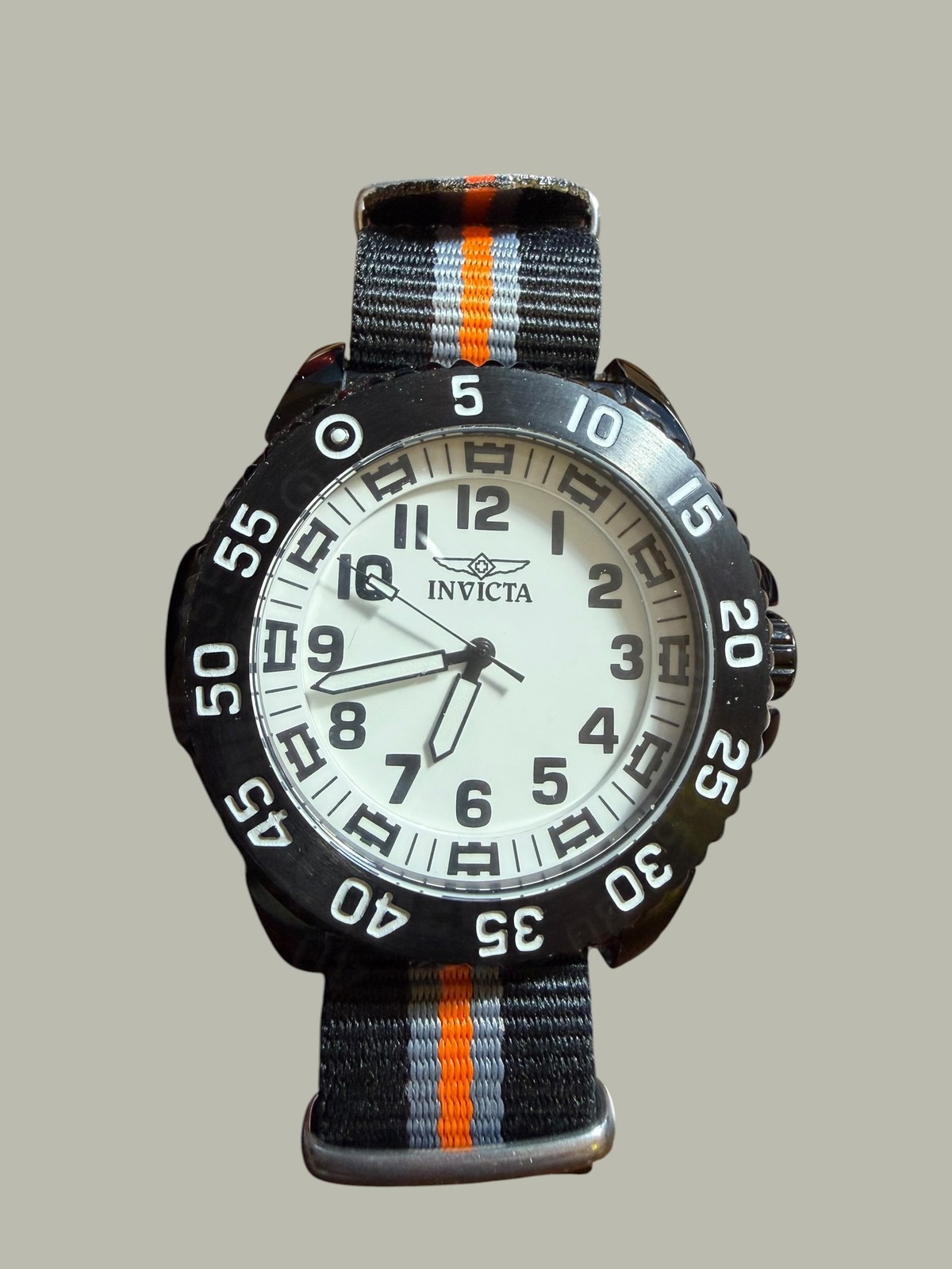 Invicta Men’s Black White Dial NATO Strap Quartz Watch Sport Diver Style