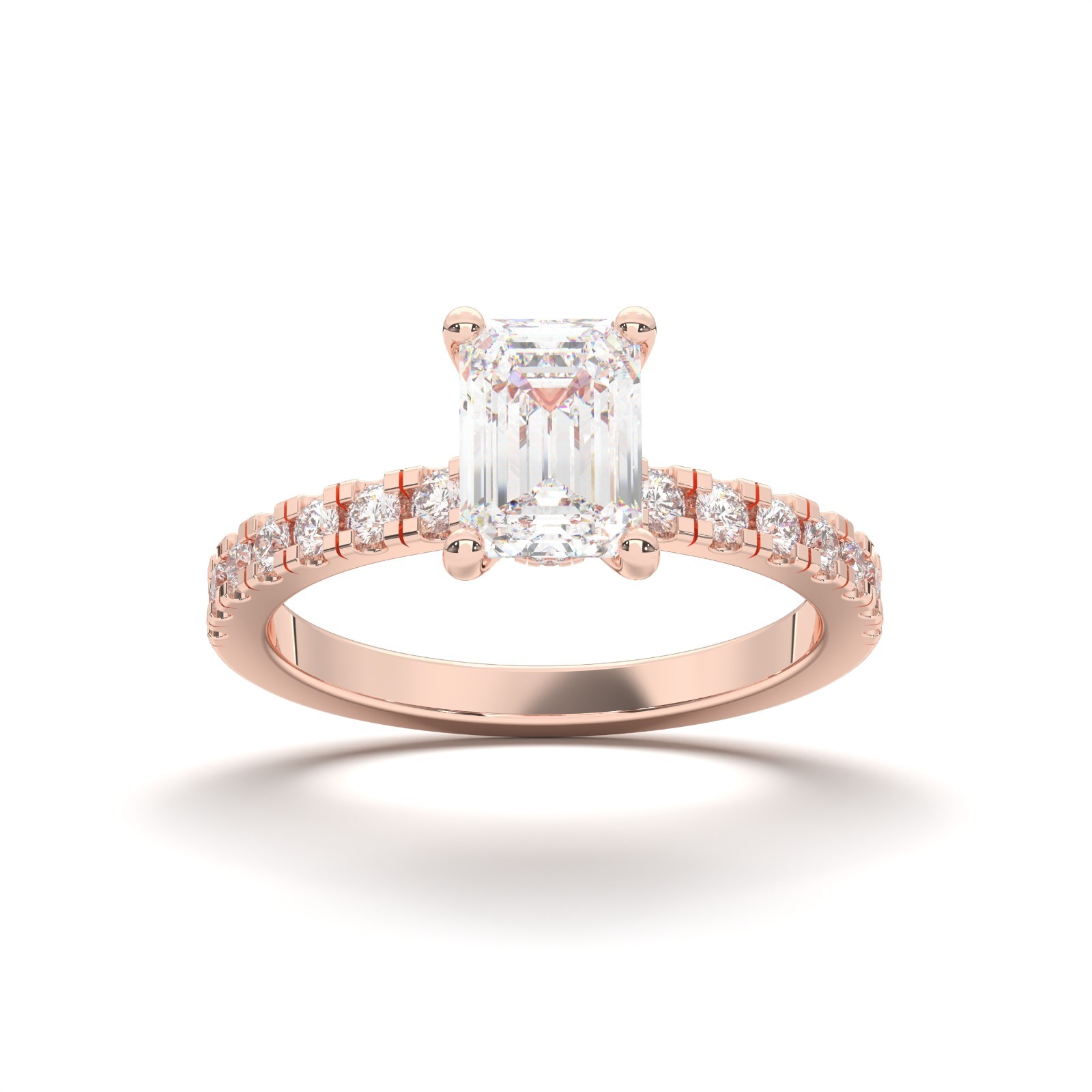 1 CT Lab Grown Emerald Solitaire Ring – 14KT Gold / Silver / Platinum- Pave Halo