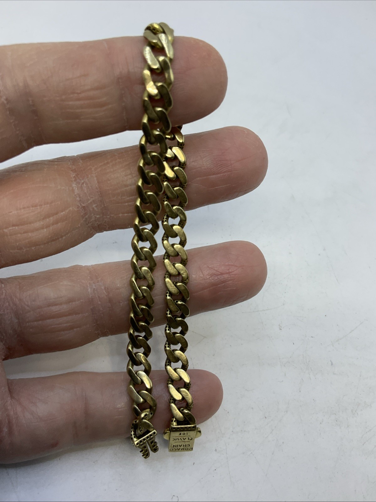 MONACO CHAIN CLASSIC Bracelet 10K Yellow Gold Diamond Cut CUBAN Link UNISEX 6.9g