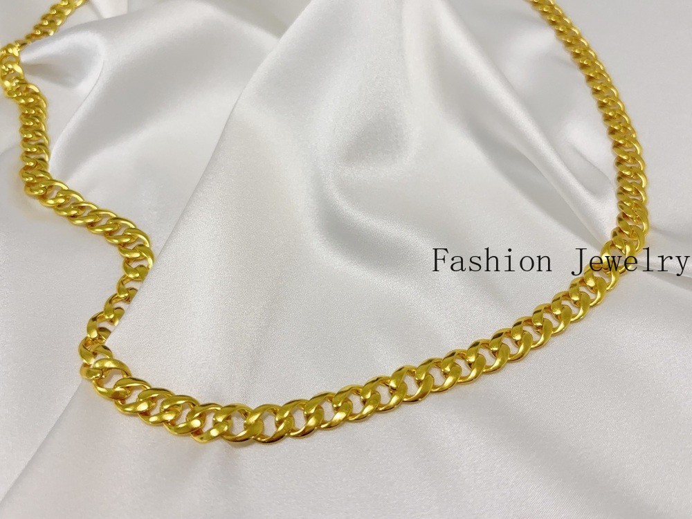 18K Solid Yellow Gold 10mm Curb Cuban Link Chain Necklace Bracelet 26″ Polished
