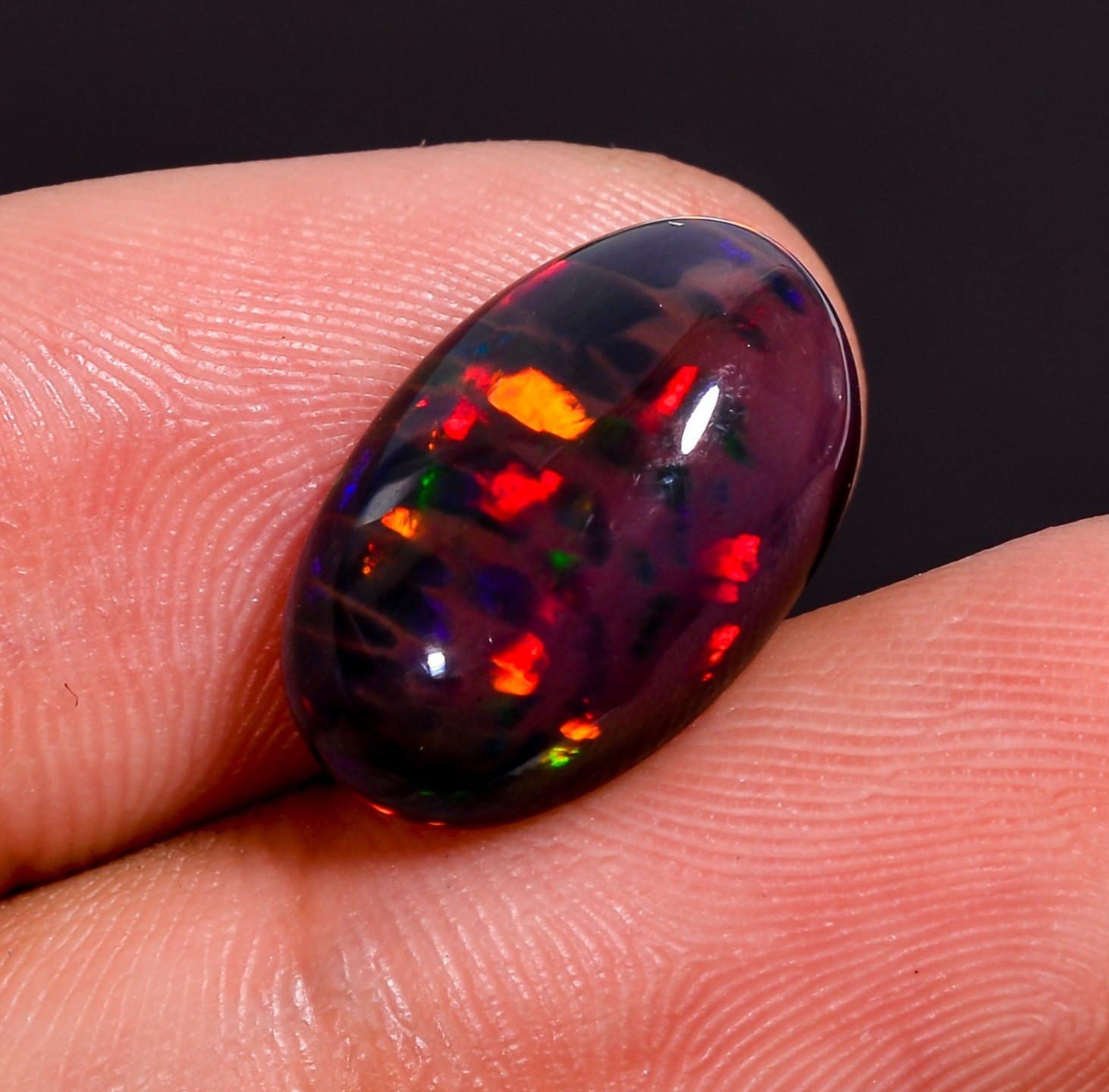 4.85 Ct Natural Black Ethiopian Opal Oval Shape Cabochon Loose Gemstone 15X10X6m