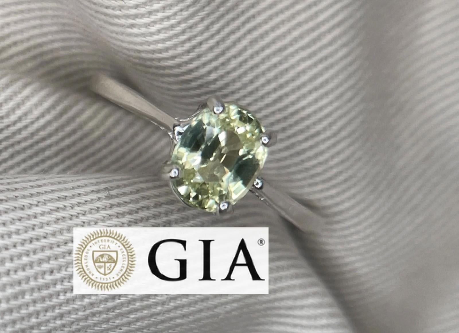 Unheated GIA Certified Yellow Sapphire 1.35 Carat Soiltaire Ring U147