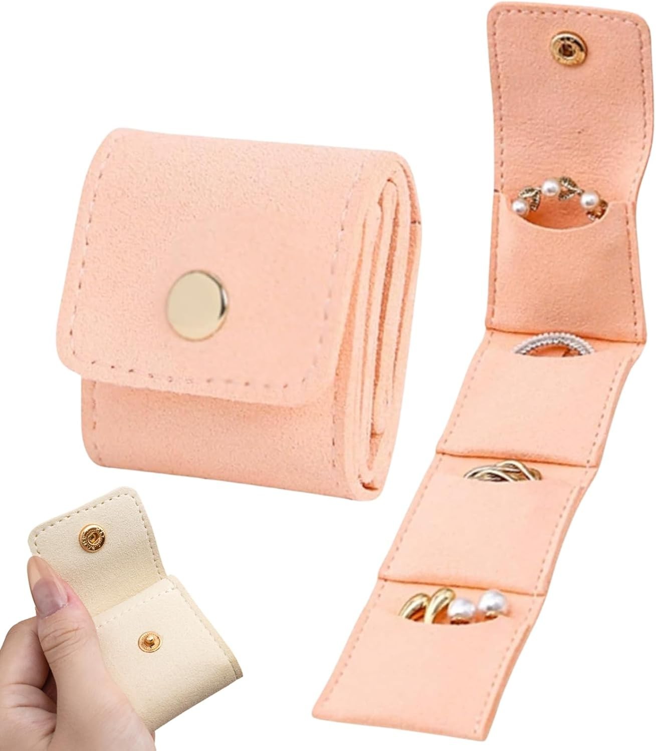 Mini Travel Jewelry Bag Velvet Lined Foldable Multifunctional Organizer