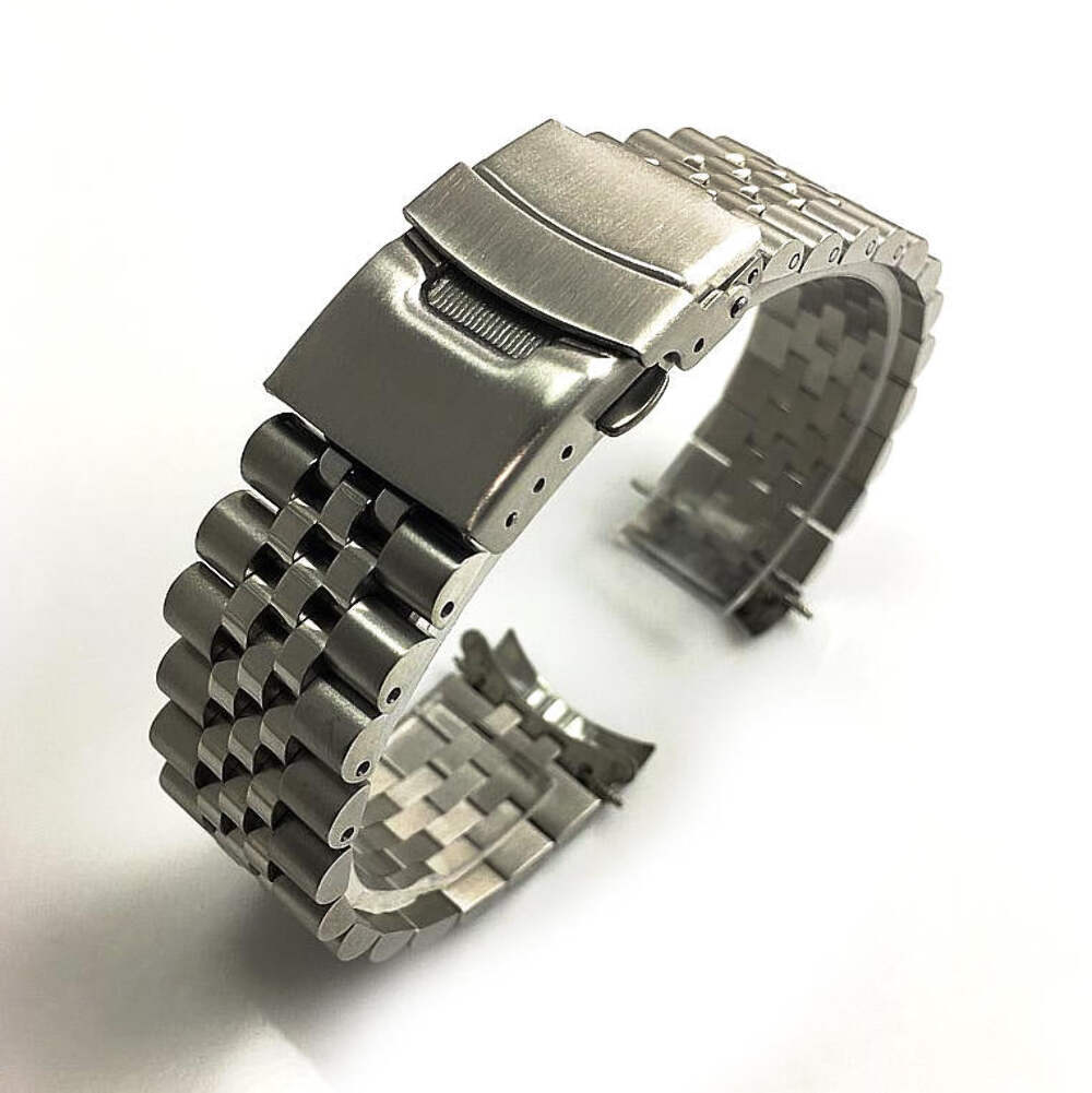 Metal Steel Jubilee Bracelet Curved End Replacement Watch Band Double Lock #7001