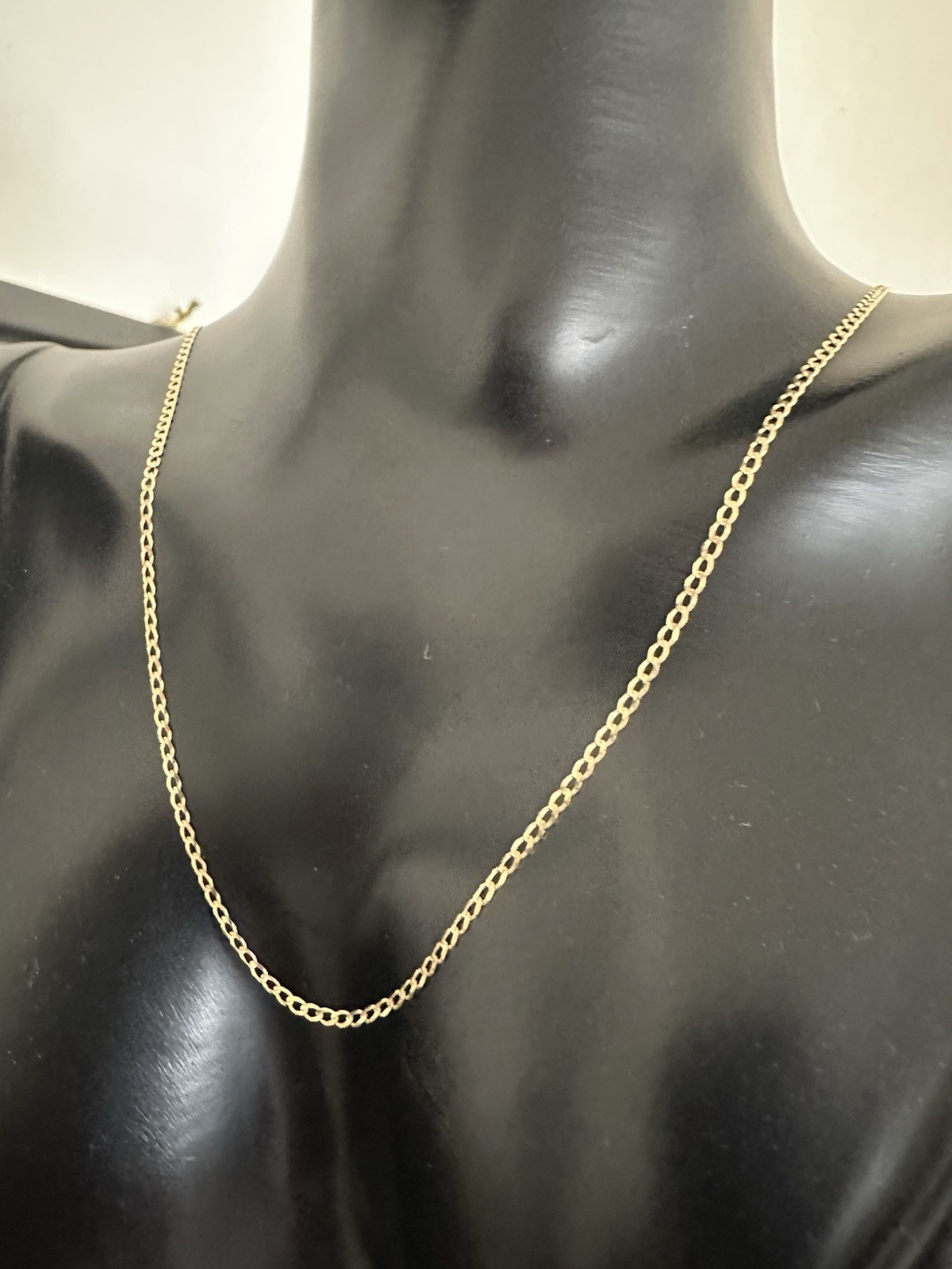 ITALY Vintage 9ct Gold Flat Curb Link Chain Necklace 18″ London Hallmark Unisex