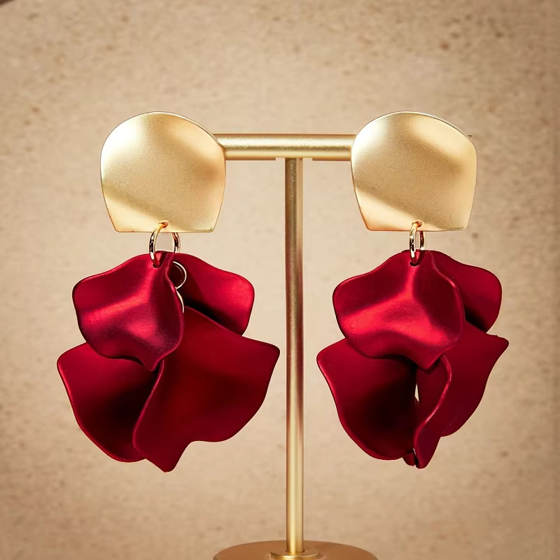 Multicolor Acrylic Flower Drop Dangle Earrings for Women Petal Pendant Fashion