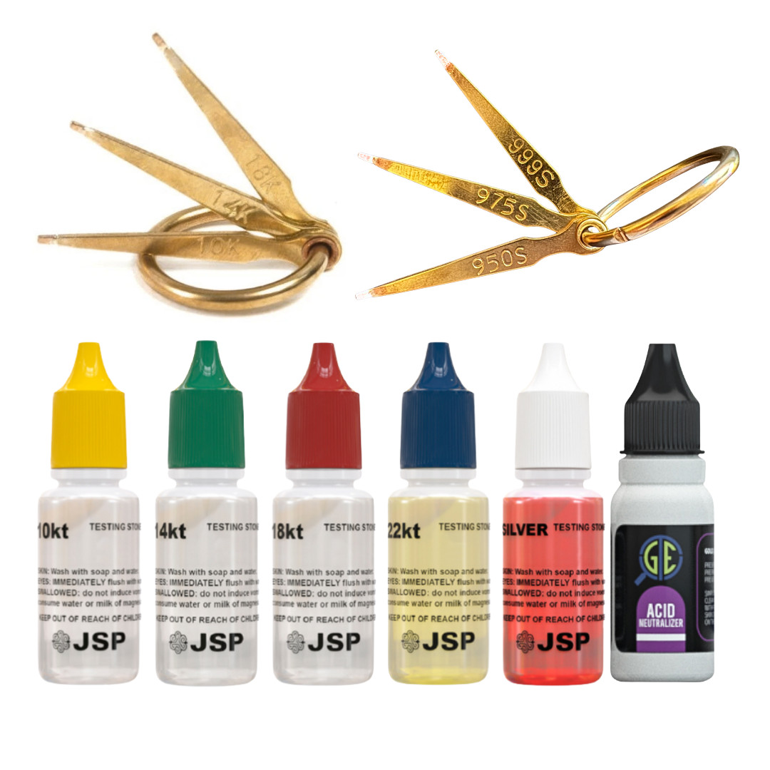 Gold & Silver Testing Needle Set & 10K 14K 18K 22K 24K Acid Testers Neutralizer