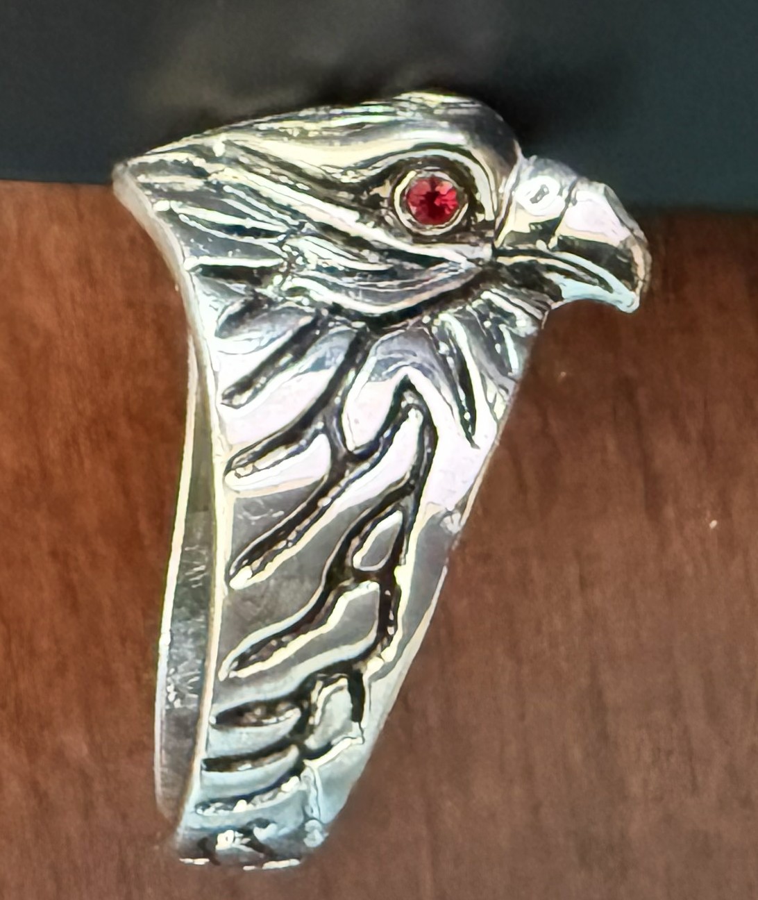 Stainless Steel Eagle Head With Red Eyes Trend Men’s Animal Ring Size 13