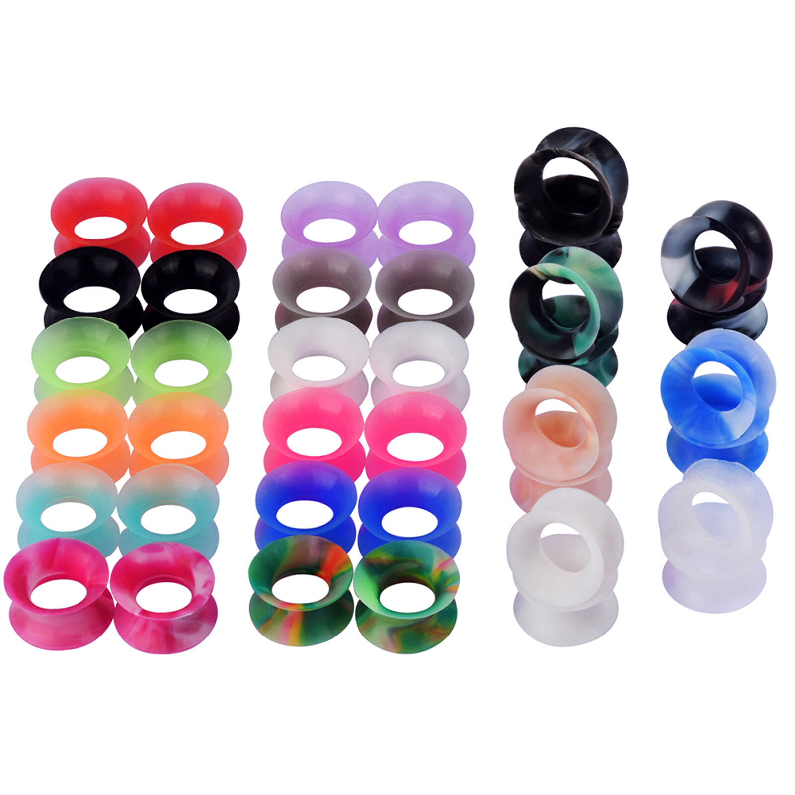PAIR Soft Thin Silicone Double Flared Ear Tunnels Plugs Gauges Expander 2g-3/4″