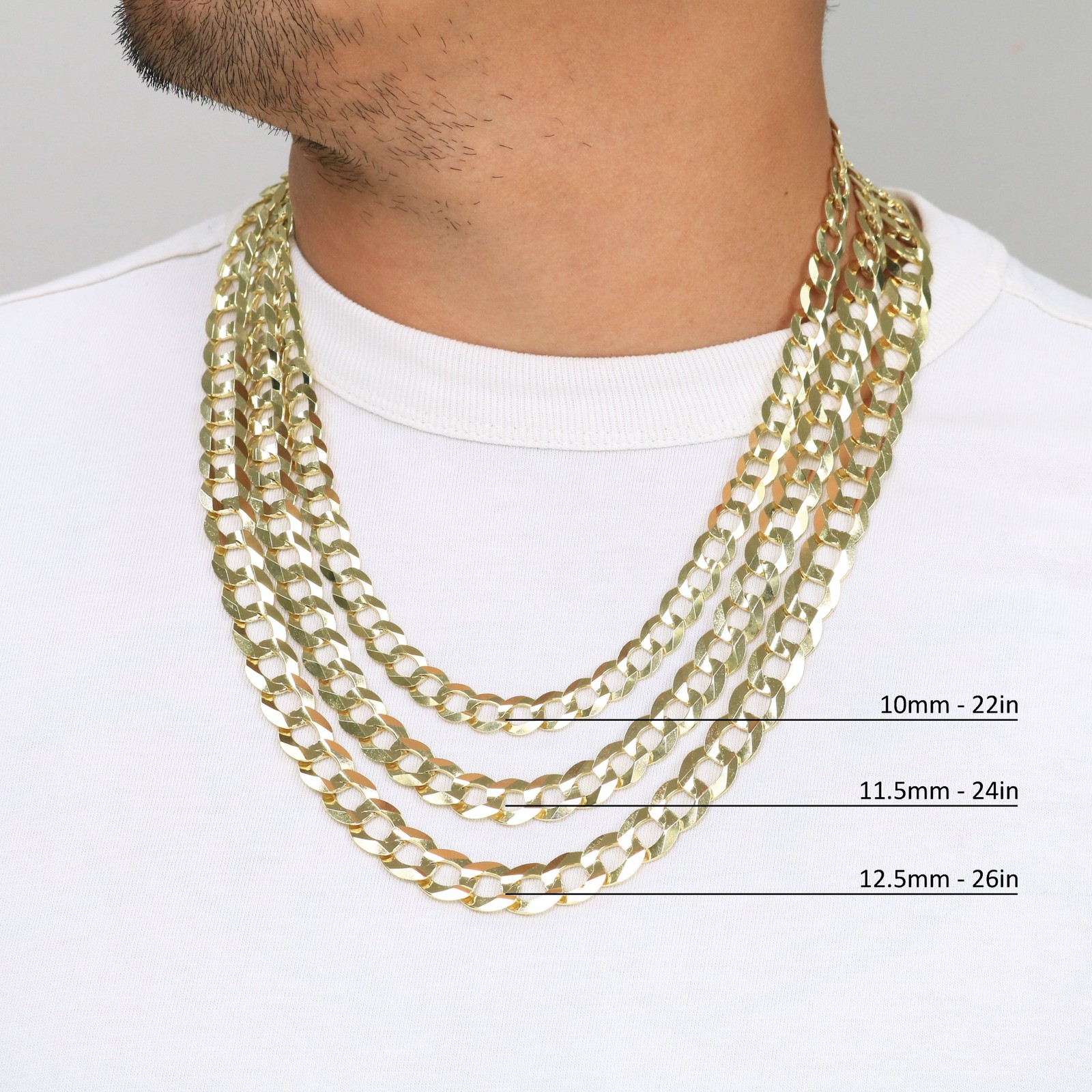 14K Yellow Gold Solid 1.5mm-12mm Curb Chain Cuban Link Necklace Bracelet 7″- 30″
