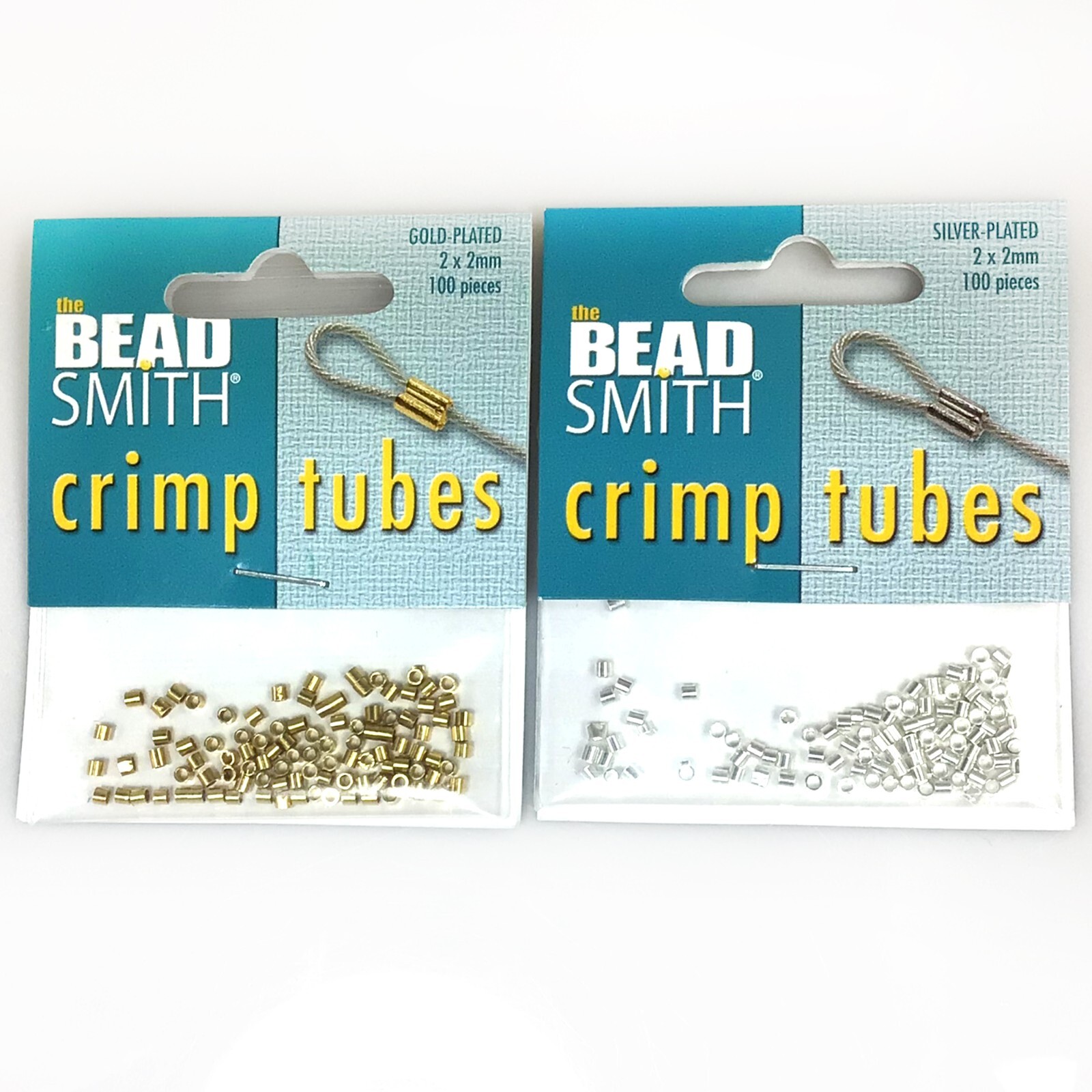 BeadSmith® Tube Crimp Silver Plated Gold Plated 2x2mm Crimp Beads Jewelry Making
