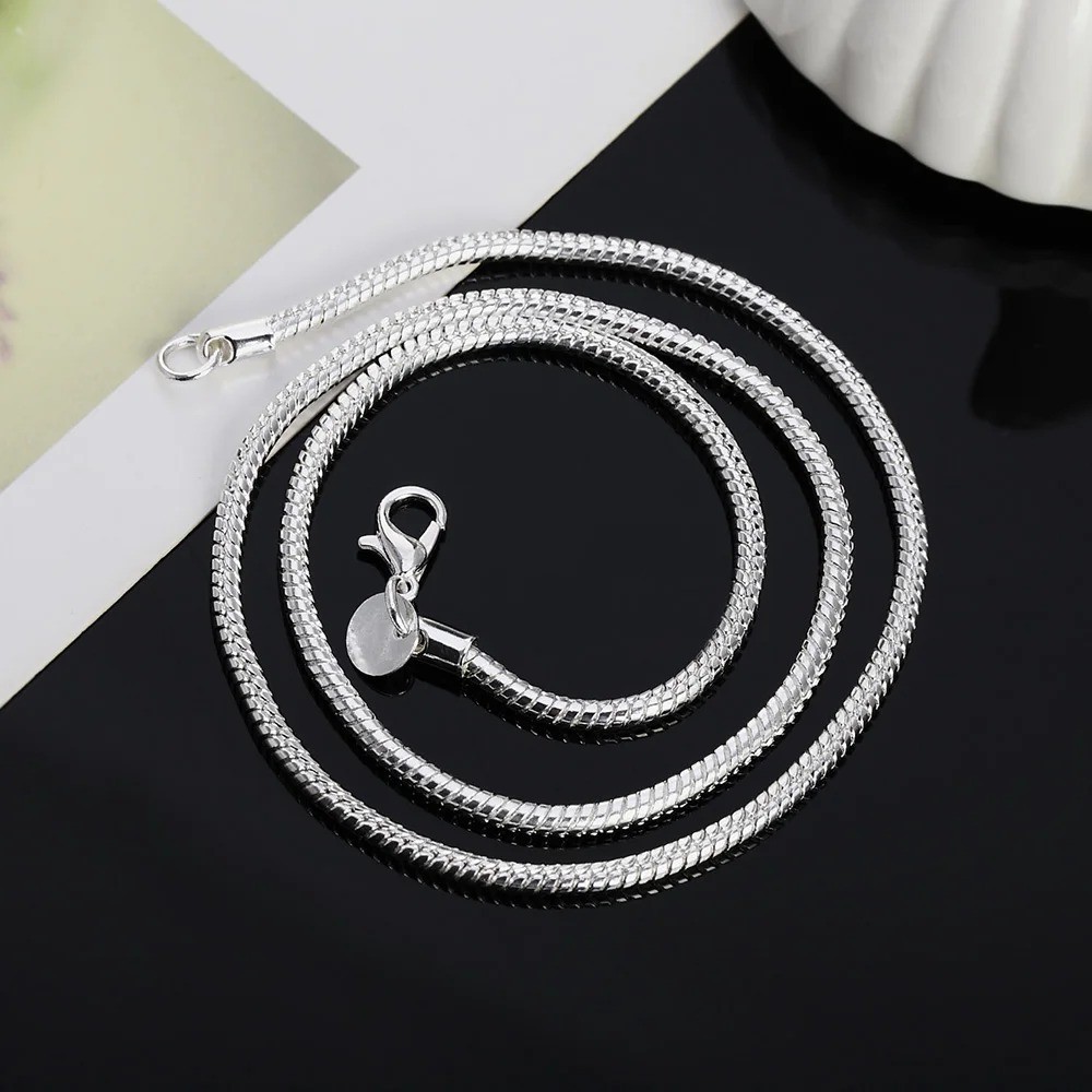 925 Sterling Silver Snake Chain Necklace 1MM 2MM 3MM 40-75CM Unisex