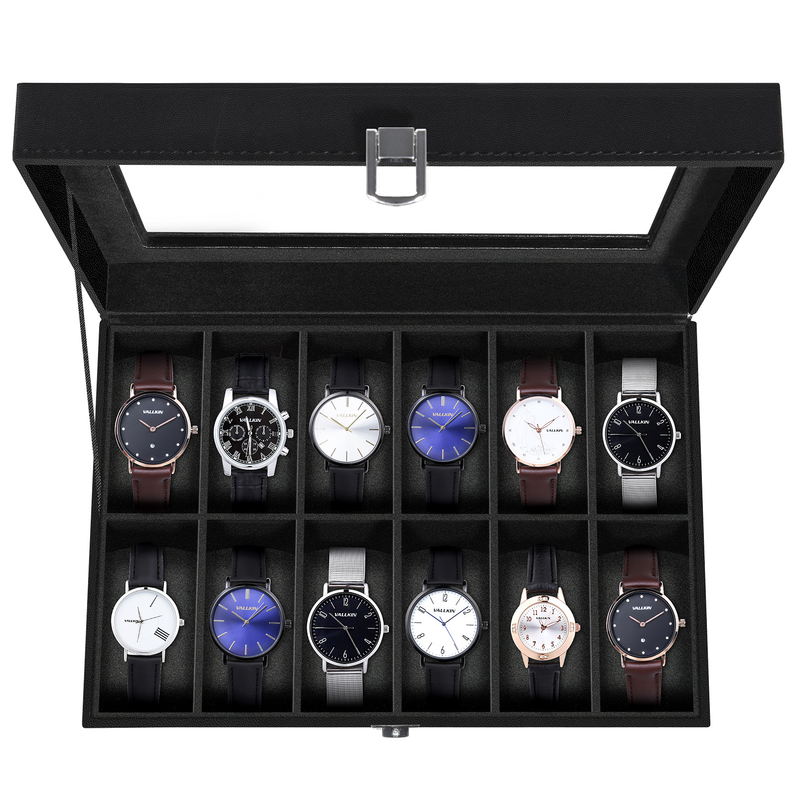 Unisex Watch Box Jewelry Display Case Organizer Glass Jewelry Storage Gift