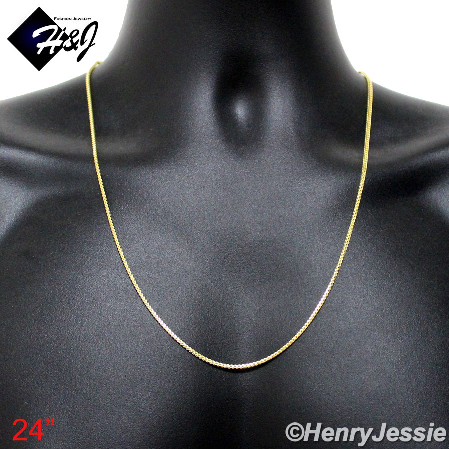 20″24″28″30″MEN 925 STERLING SILVER 2.5MM GOLD PLATED FRANCO BOX CURB NECKLACE*8