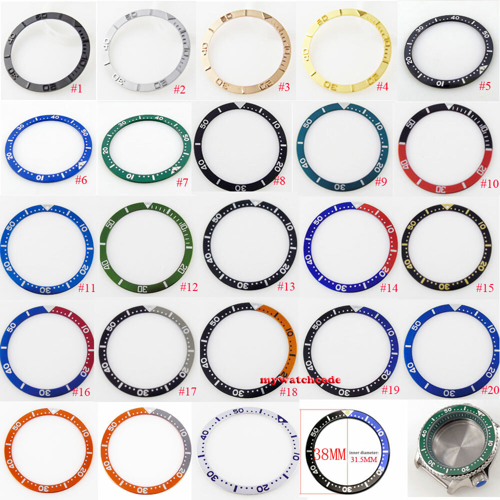 For SKX007 SKX009 38mm*31.5mm Flat Aluminum/Ceramic/Steel Watch Bezel Insert