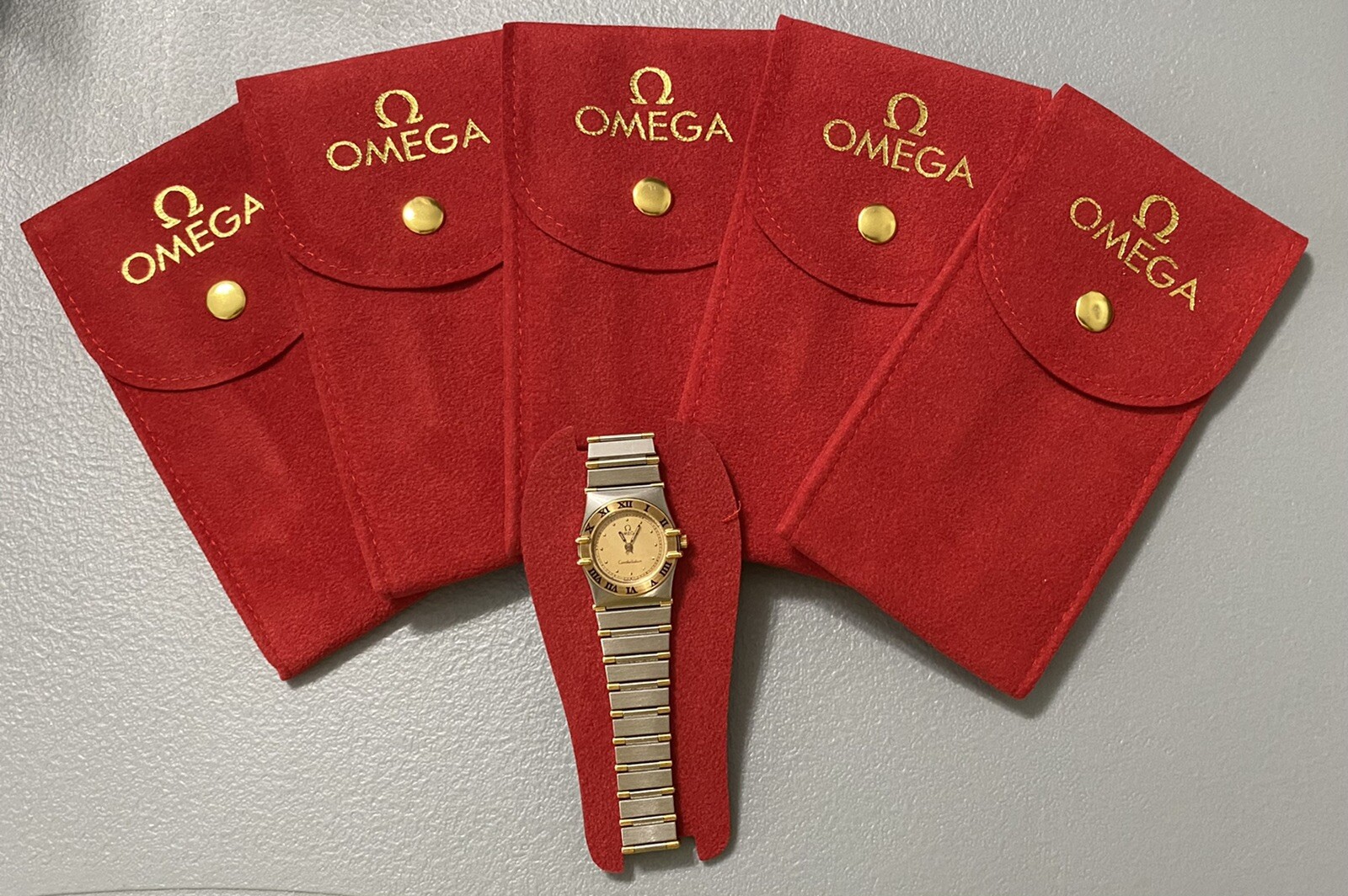 OMEGA RED  POUCH/ TRAVEL POUCH/SERVICE POUCH WITH INSERT FAST SHIPPING USA