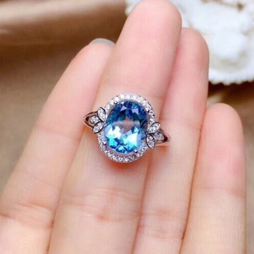 Sparkling Attractive Ring – 2.5CT Simulated Aquamarine, 925 Silver Plated Valent