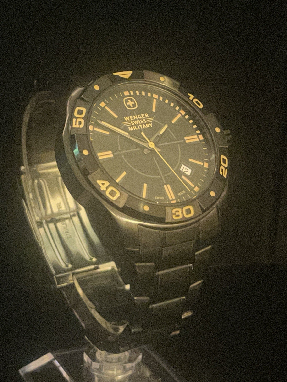 Wenger Swiss Military Alpine 79150 Black PVD 42mm Watch Box Papers New Battery