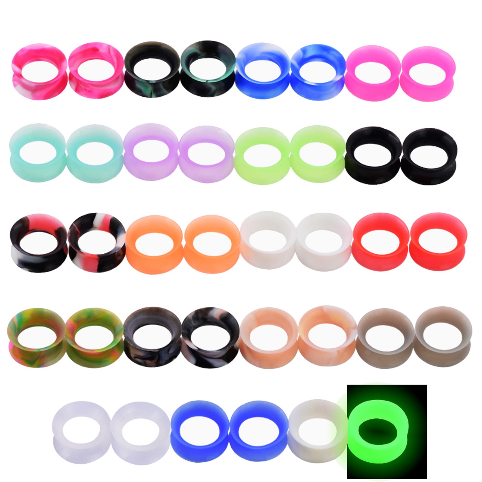 10-100pcs Silicone Flesh Tunnels Earskin-Thin Ear Gauges-Soft Expander 2g-3/4”