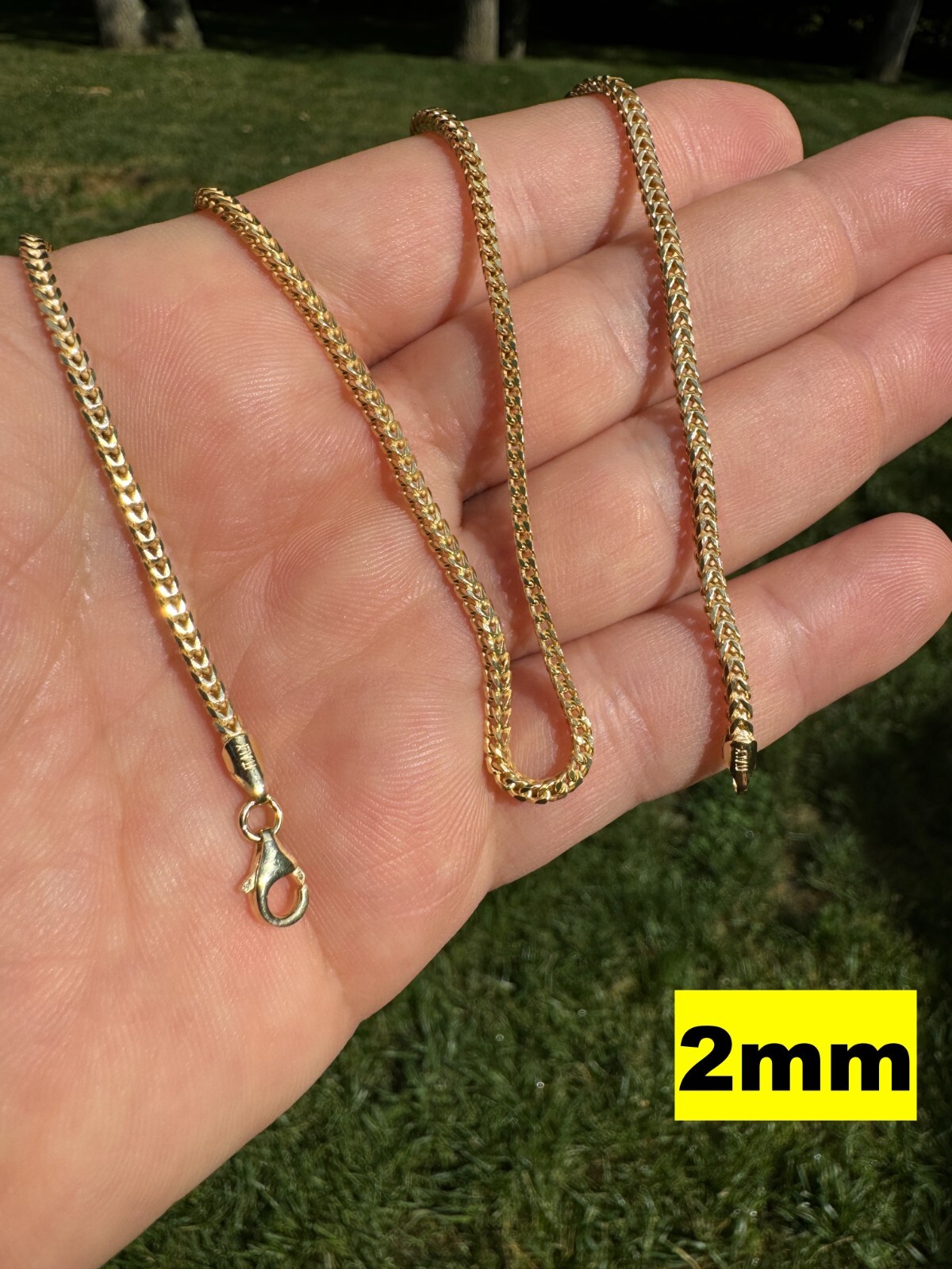 Men’s Real 14k Gold Plated Solid 925 Sterling Silver Franco Chain 2-5mm Necklace