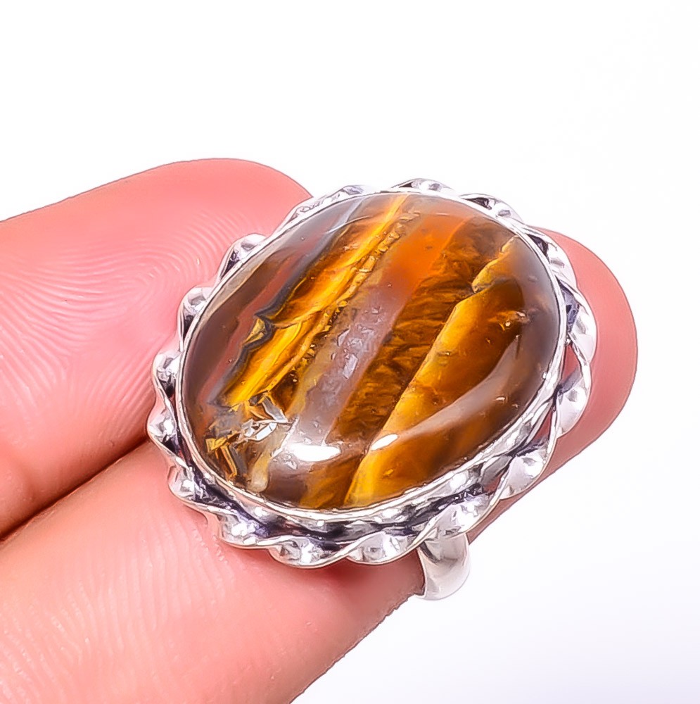 Natural Yellow Tiger Eye – South Africa 925 Silver Plated Ring s.7 TR7787-209