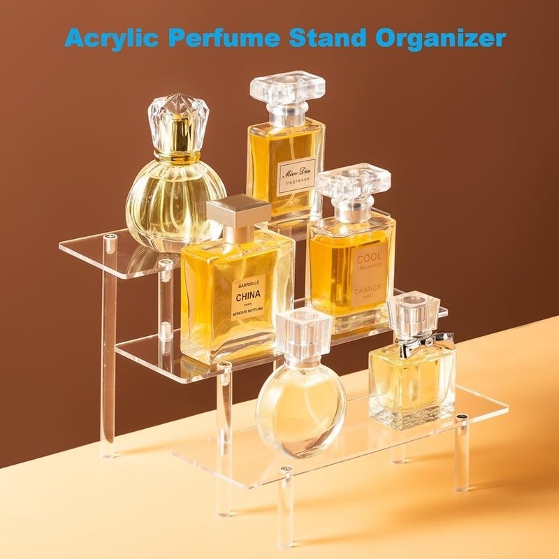 Acrylic Display Risers Organizing Storage Shelves Perfume Stand Easy Assembly US