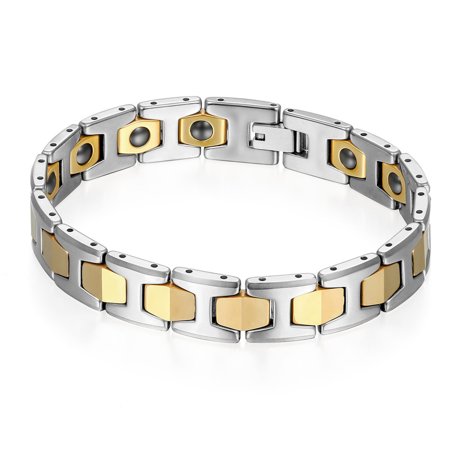 Men’s Polished Tungsten Carbide Magnetic Energy Therapy Power Bracelet Golf Link