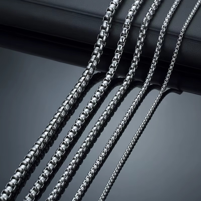 Stainless Steel Chain Necklace 16-36″ Smooth Box Rope Silver 2/3/4/5/6/7mm N69