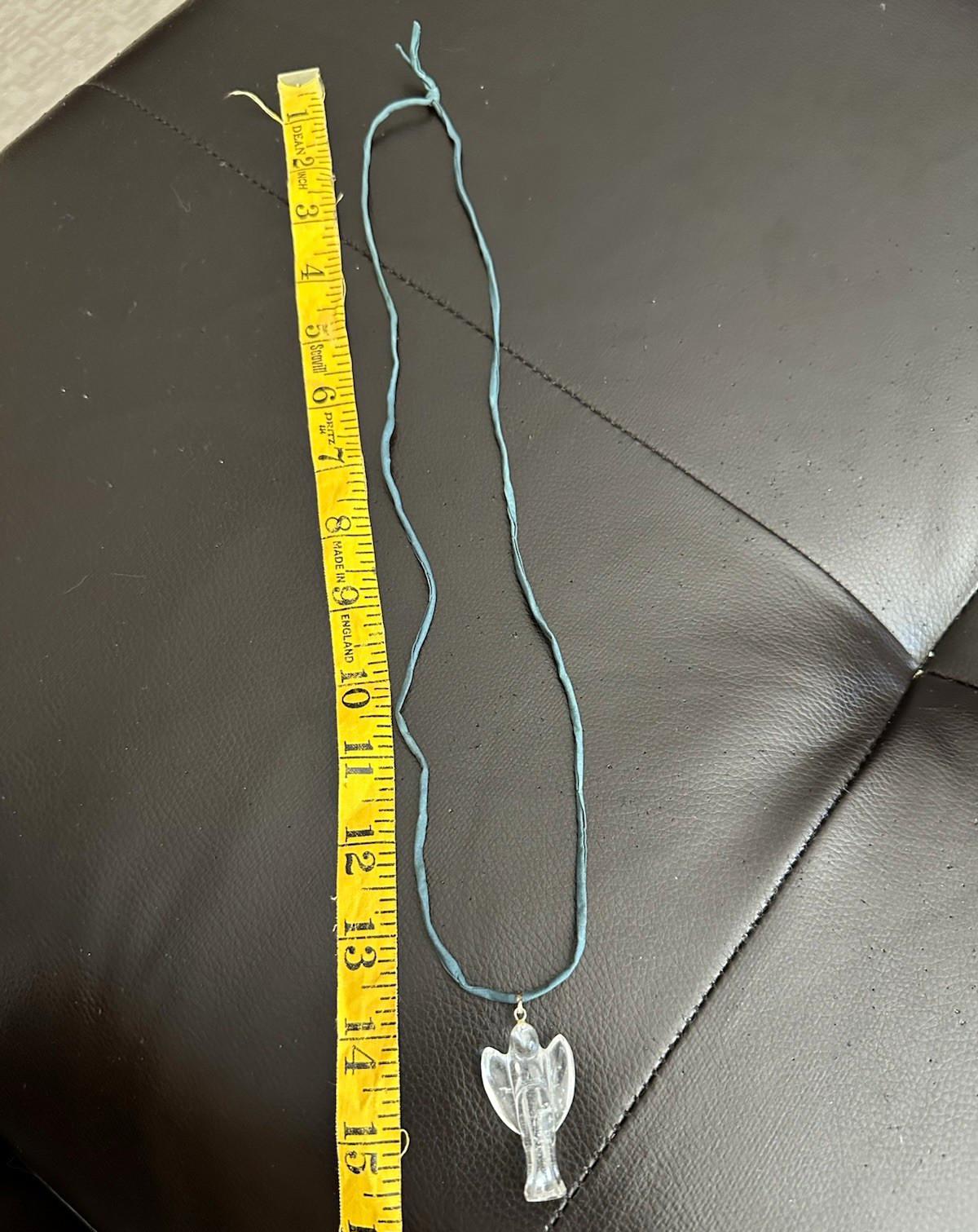 Blue Cord Chain Necklace Clear Acrylic Angel Charm Pendant 24 in Pendant Style