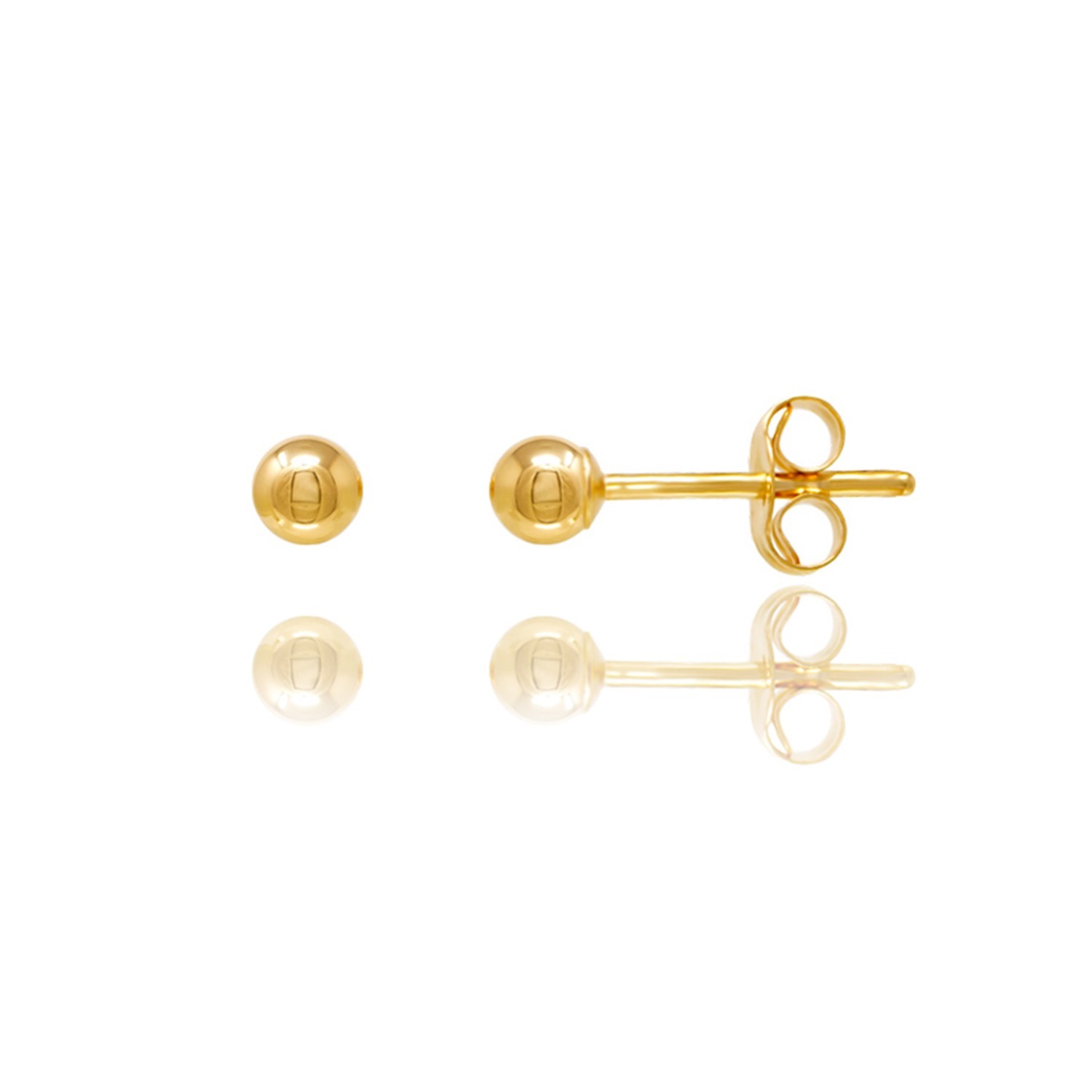14KT Yellow Gold Ball Stud Earrings 2mm–10mm Butterfly Back