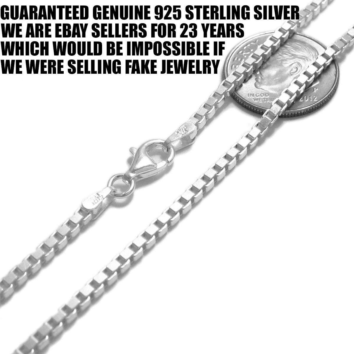 Guaranteed 925 Sterling Silver Box Chain Necklace w/ Strong Lobster Lock Italy