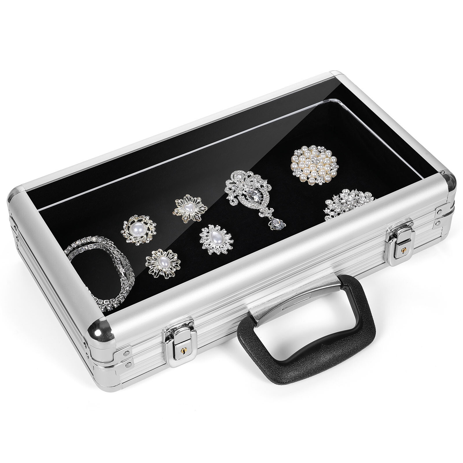 XL Lockable Aluminum Card Display Box Acrylic Trade Showing Case for TCG Jewelry