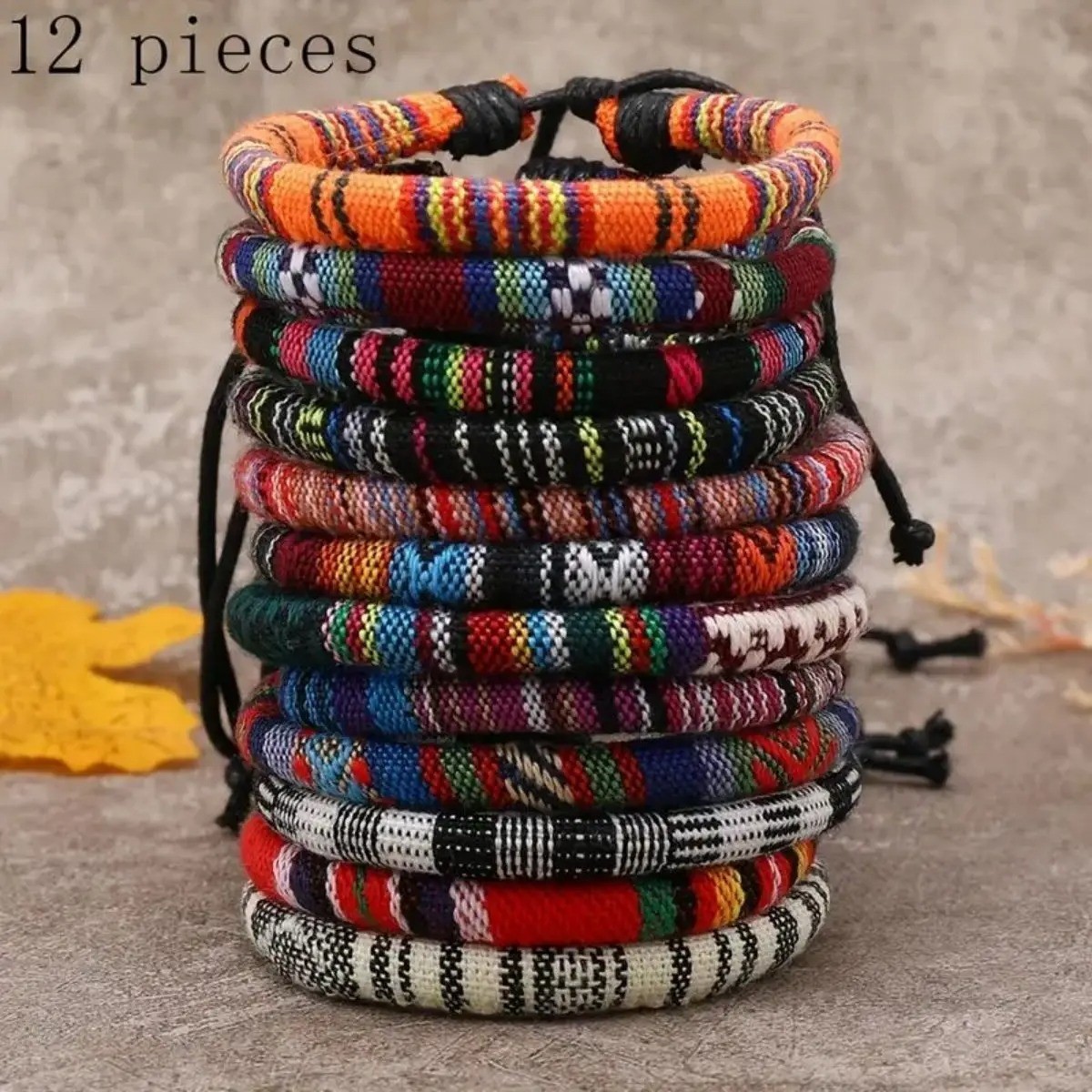 12 Boho Men & Women Surfer Beach Bracelet Set Braided Boho Handmade Bracelets