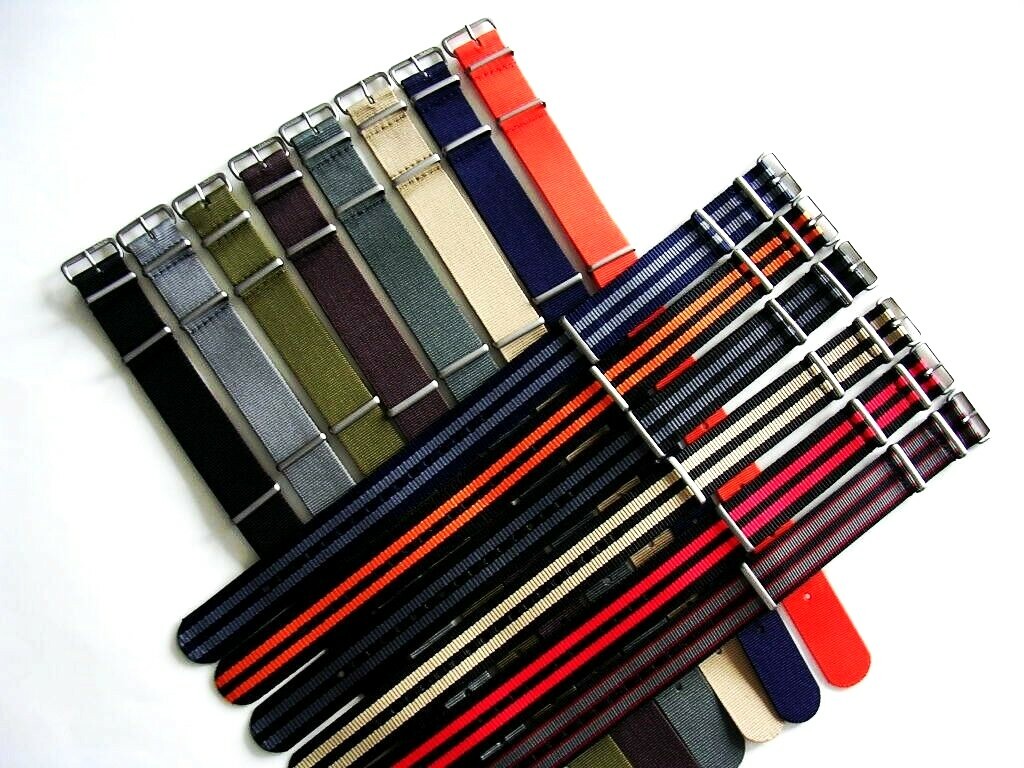 NATO Premium nylon watchband strap 22mm Black-Orange G10 Bond IW SUISSE 18 20 24