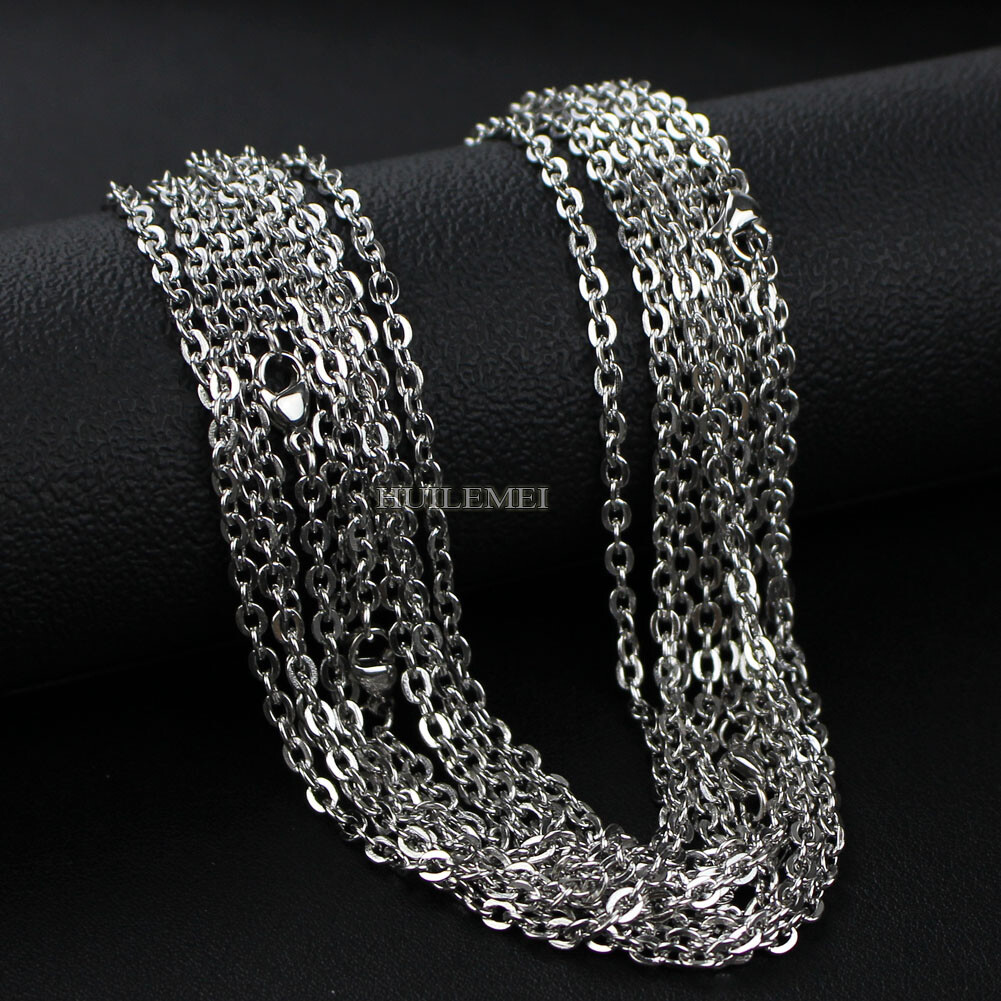 10/20/50pcs 1.6/2/2.4/3mm Stainless Steel Flat “O” Rolo Cable Chain Necklace