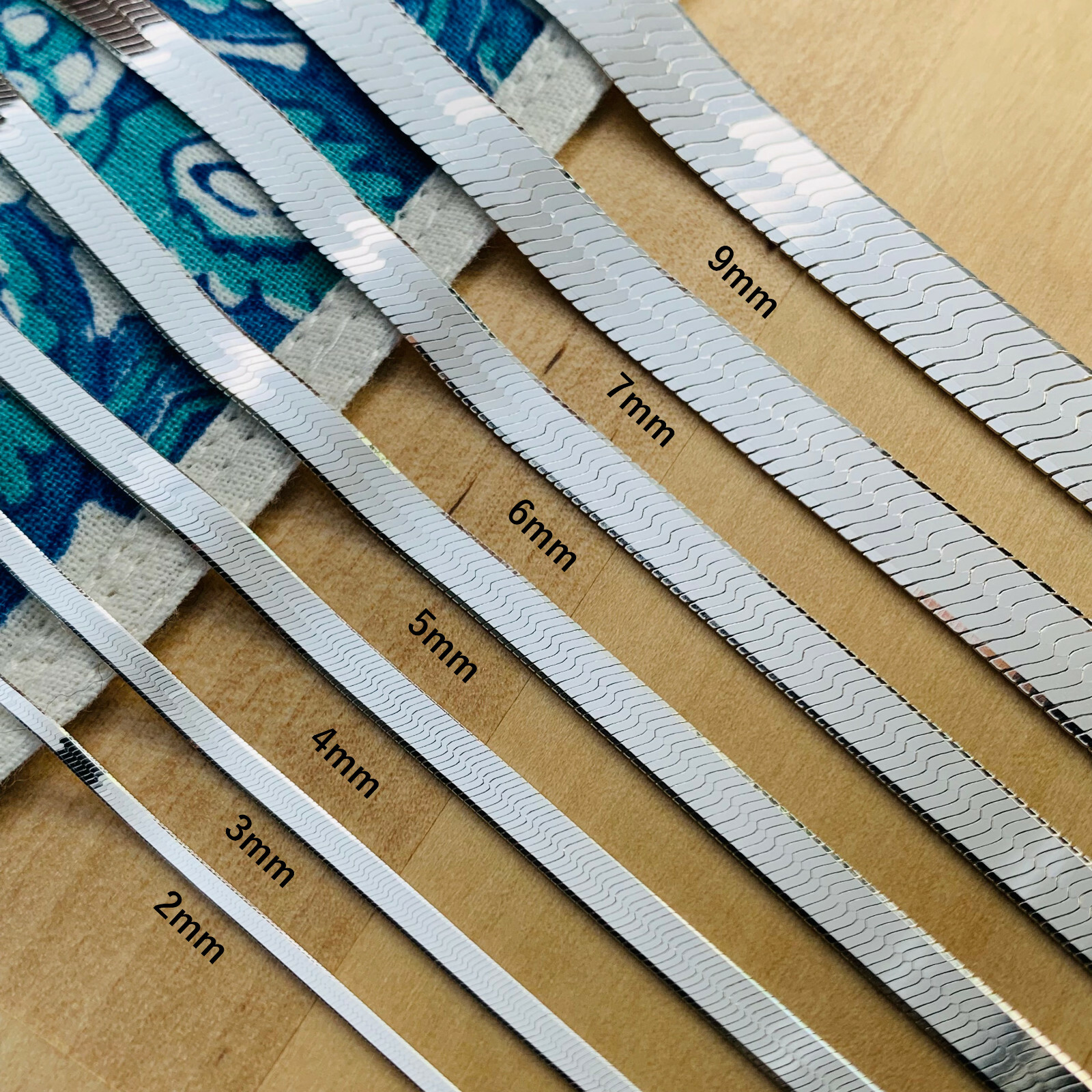 Real Solid 925 Sterling Silver Herringbone Chain Necklace Made in Italy