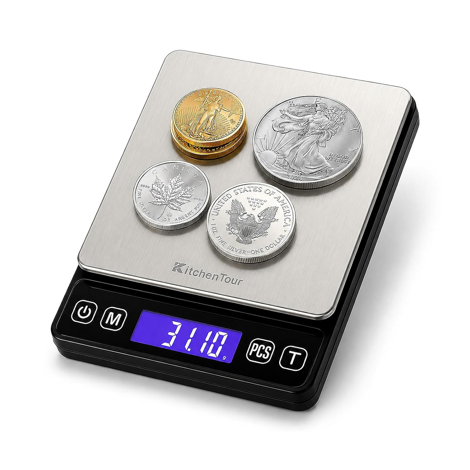 Kitchentour Mini Gram Scale for Coffee, Jewelry and Small Items, 500G X 0.01G Di