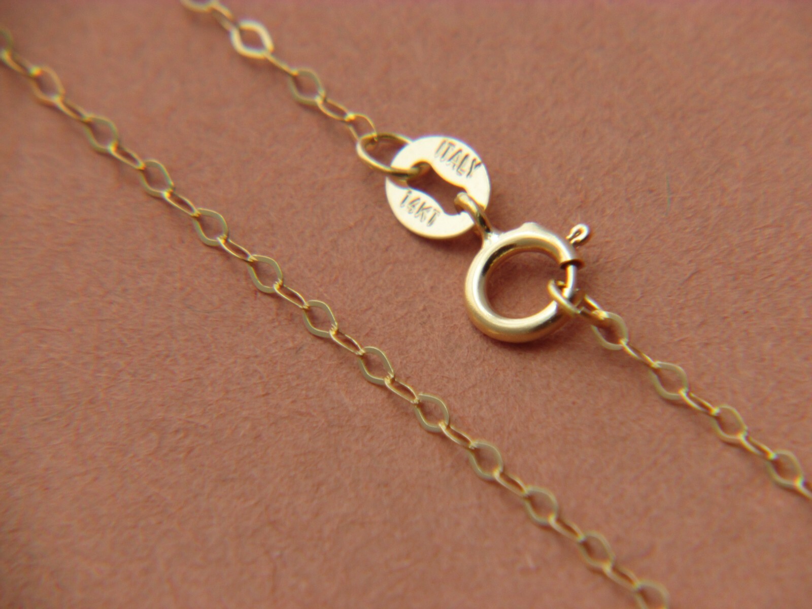 Solid 14Kt yellow Gold 1.3mm Flat Cable Chain Necklace real gold 14k