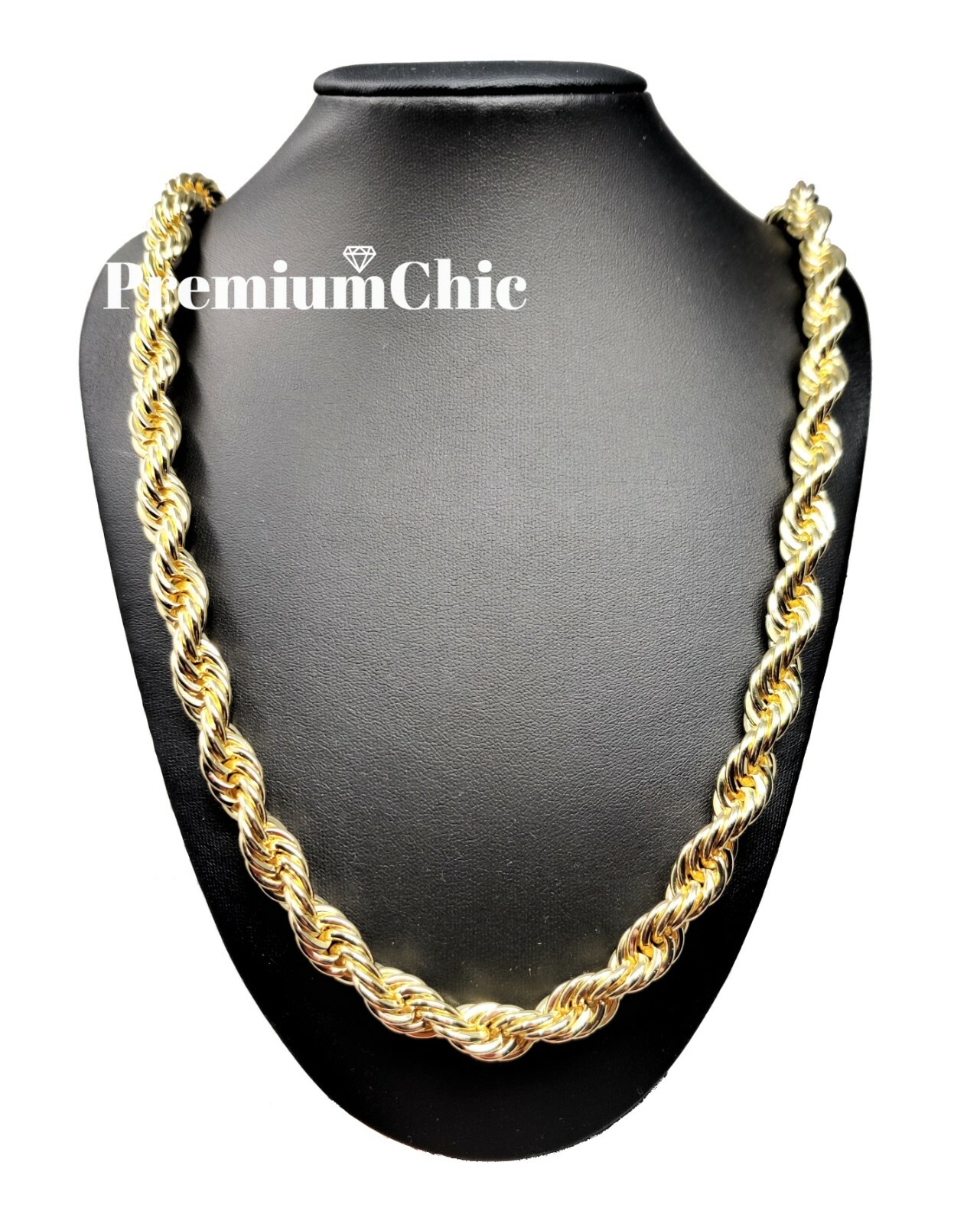 Rope Chain Necklace 3mm to 10mm 16″ to 30″ 14K Gold Plated Mens Hip Hop Jewelry