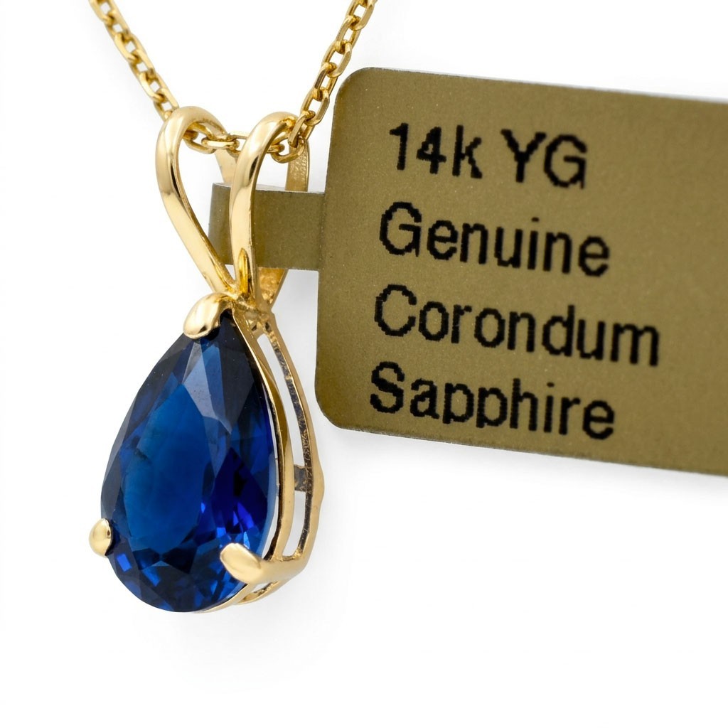 GENUINE 2.19 Cts BLUE SAPPHIRE PENDANT 14K GOLD – Free Appraisal – MADE IN USA